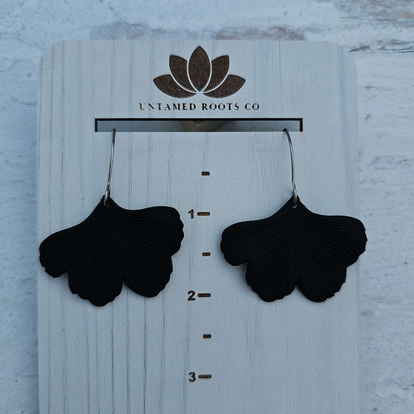 Black Ginko Leaf Earrings