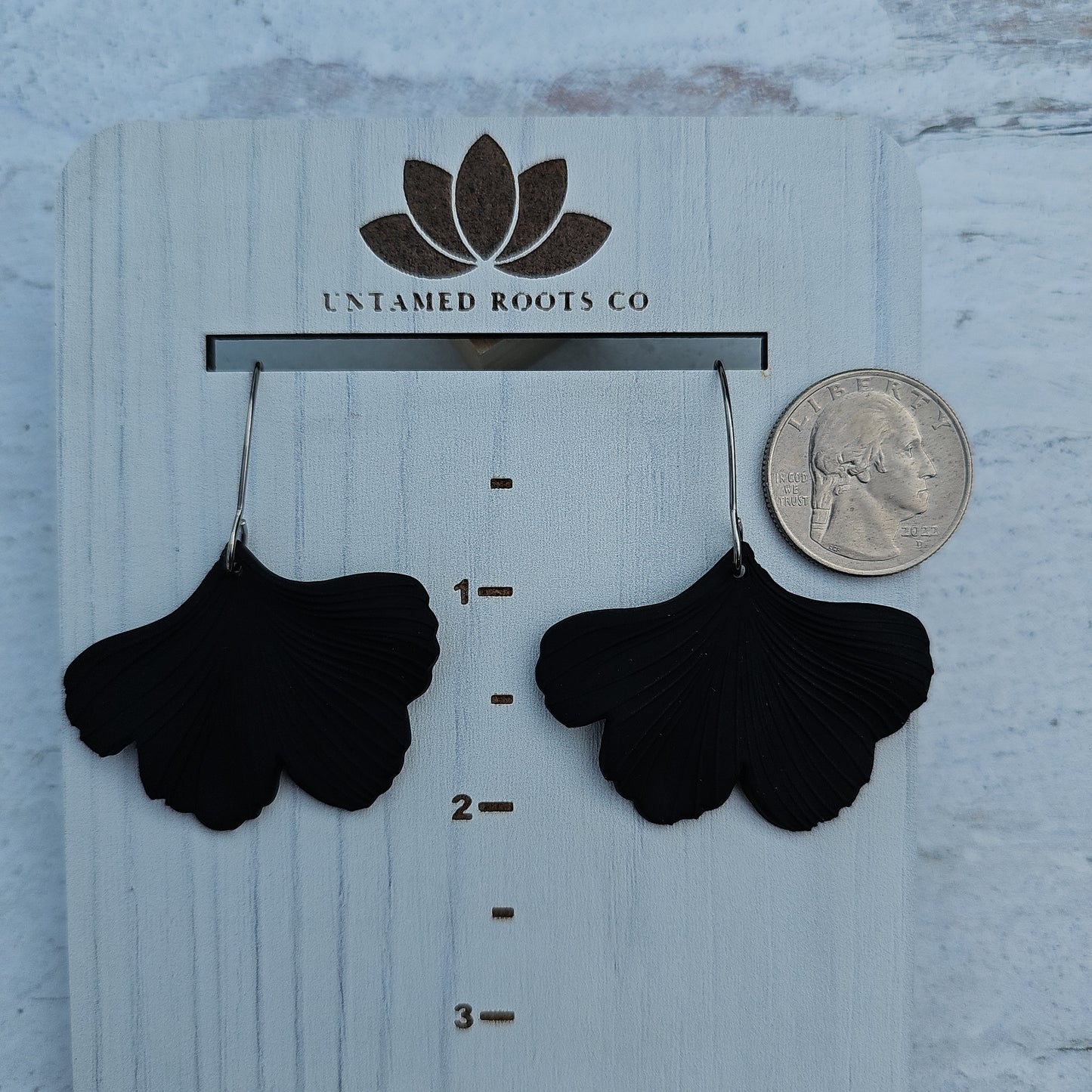 Black Ginko Leaf Earrings