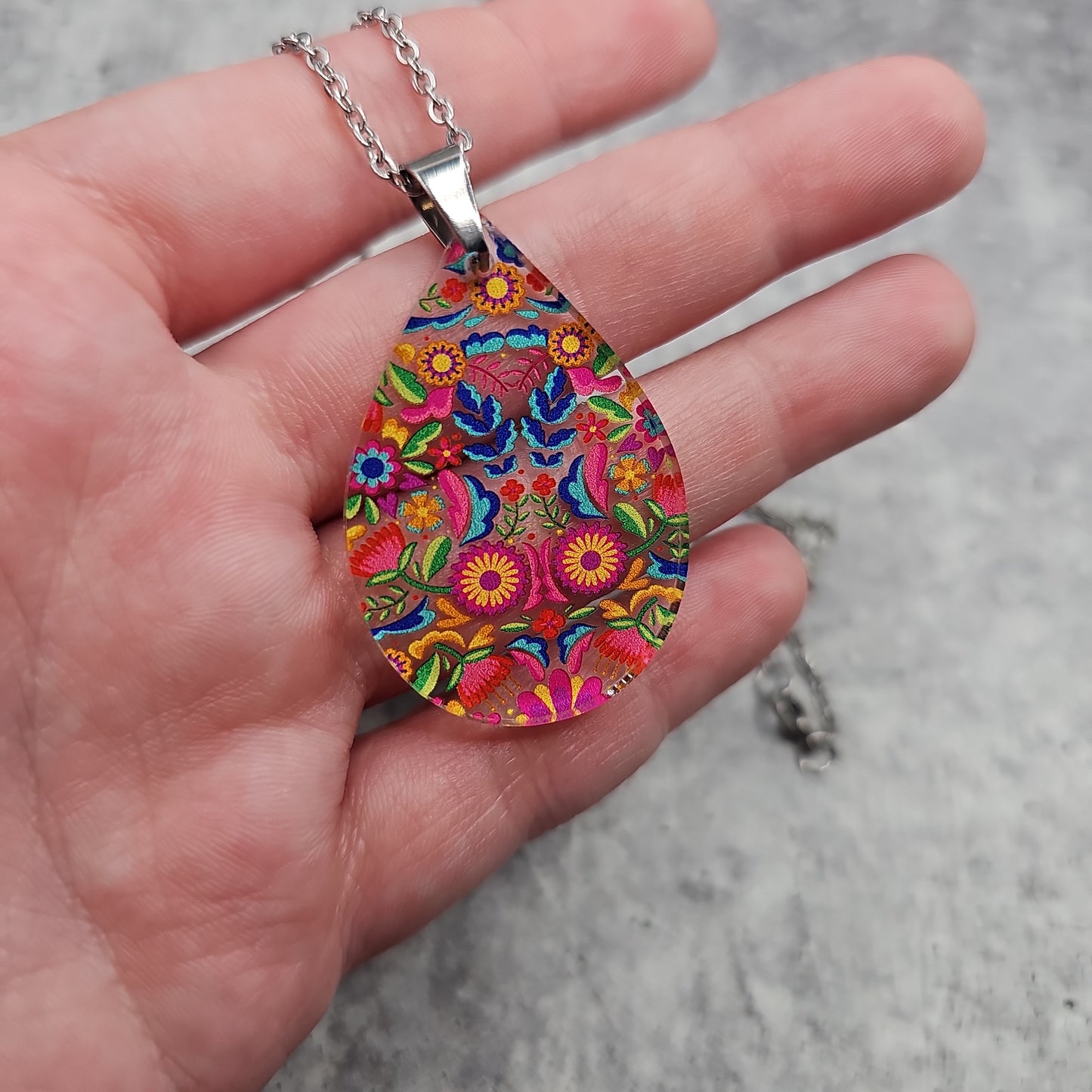 Large Teardrop Fiesta Floral Necklace