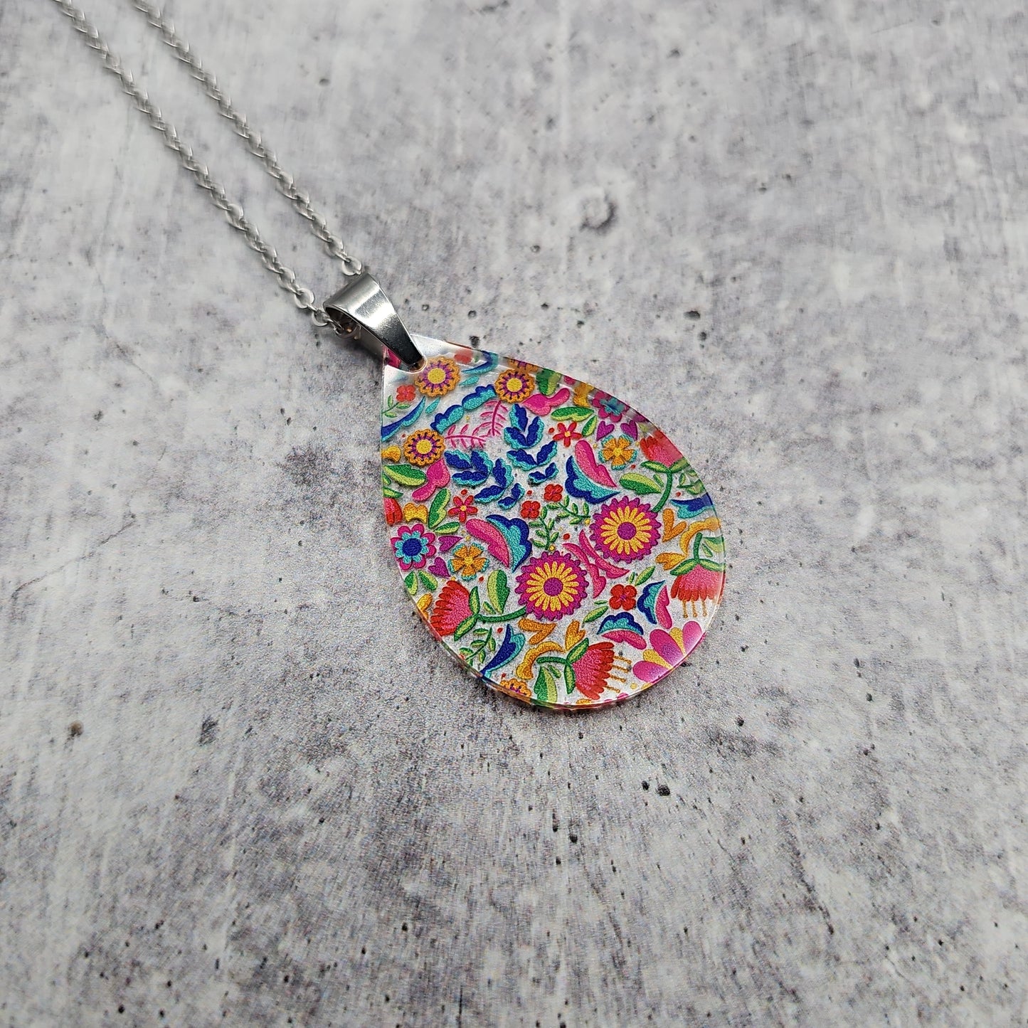 Large Teardrop Fiesta Floral Necklace