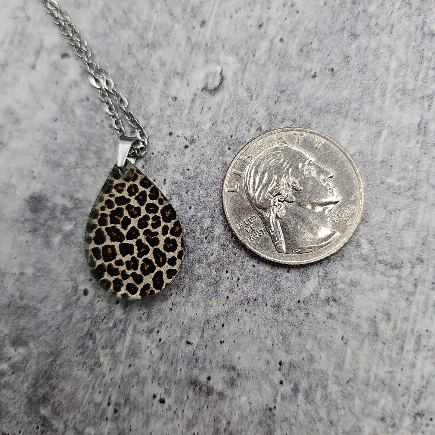 Small Teardrop Leopard Print Necklace