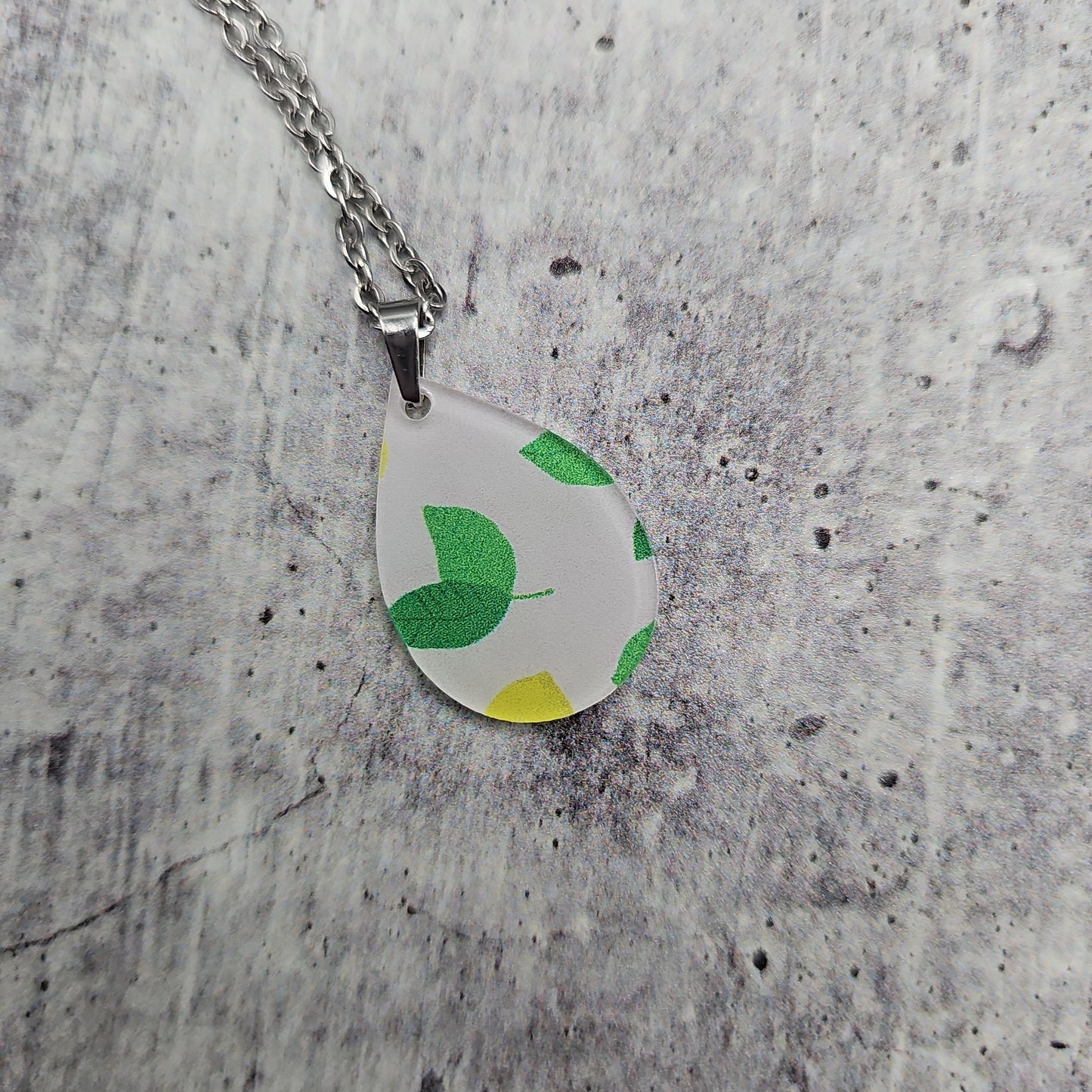 Small Teardrop Lemon Print Necklace