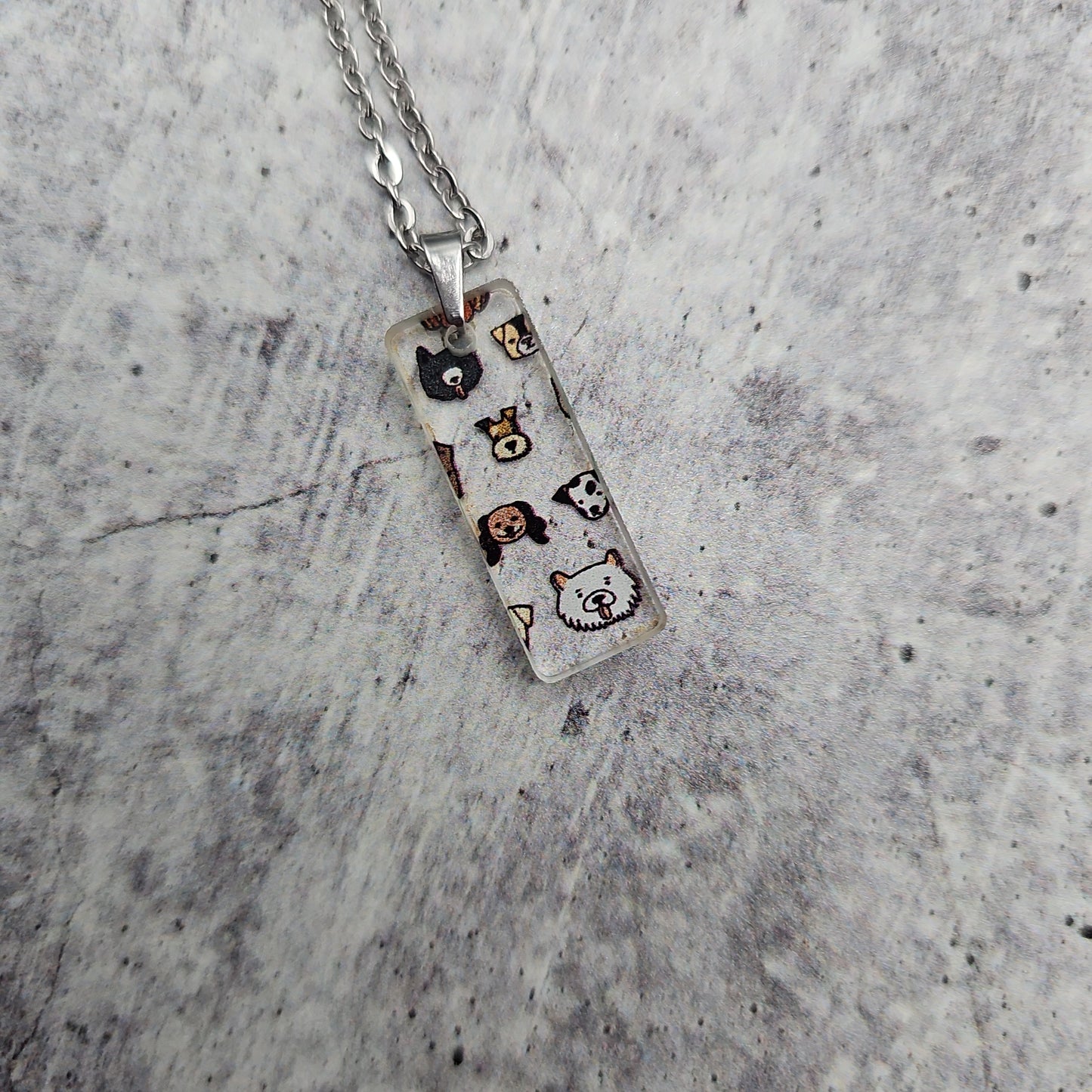 Small Rectangle Dog Print Necklace