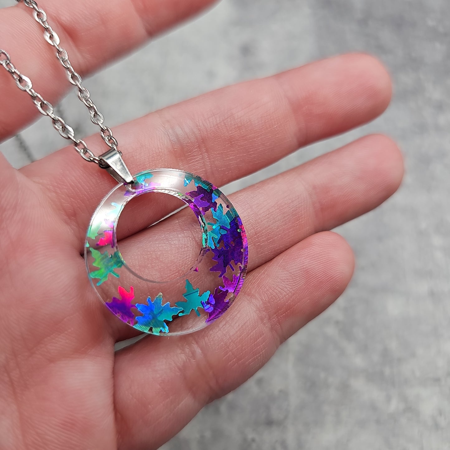 Small Offset Enchanted Falling Leaves Necklace