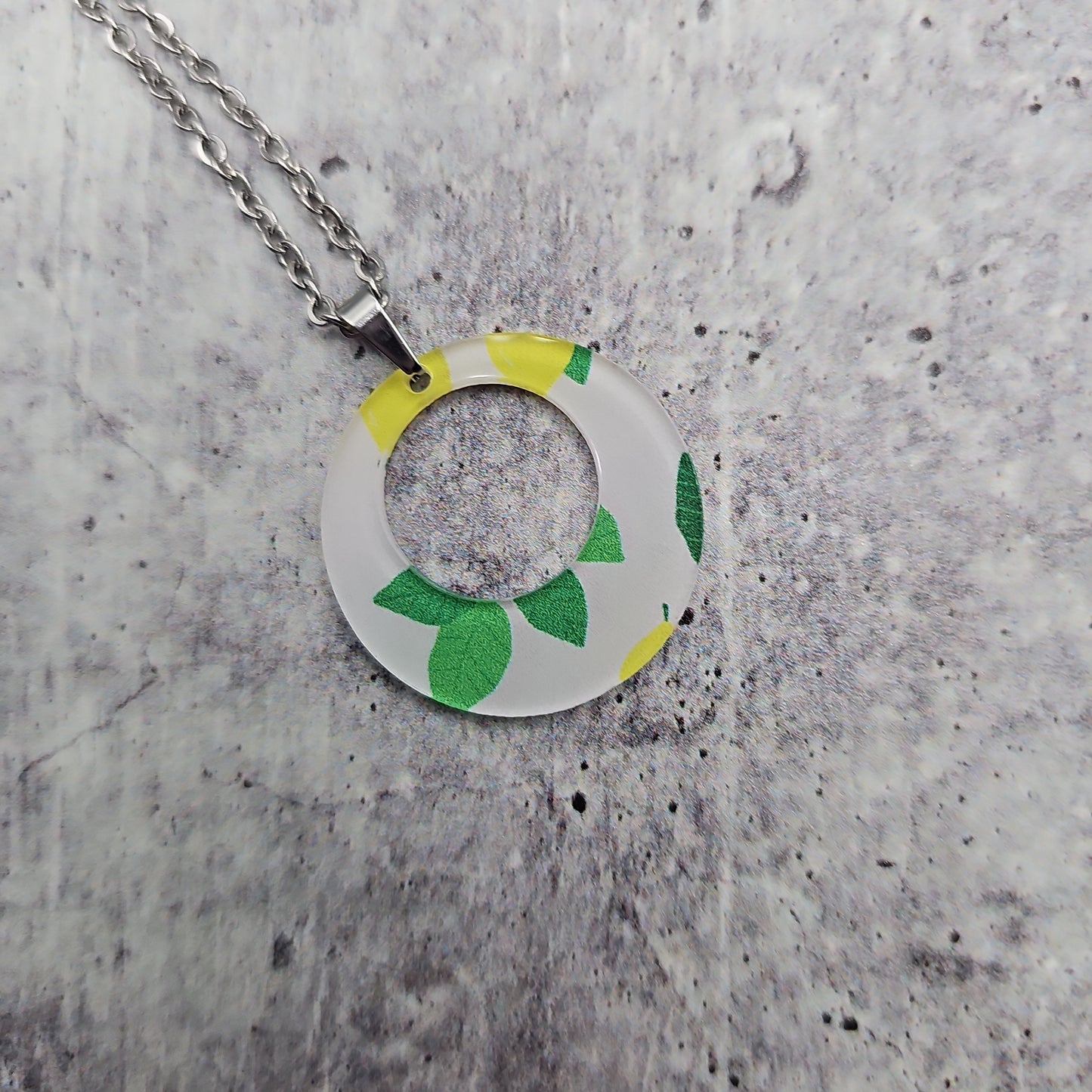 Small Offset Lemon Print Necklace