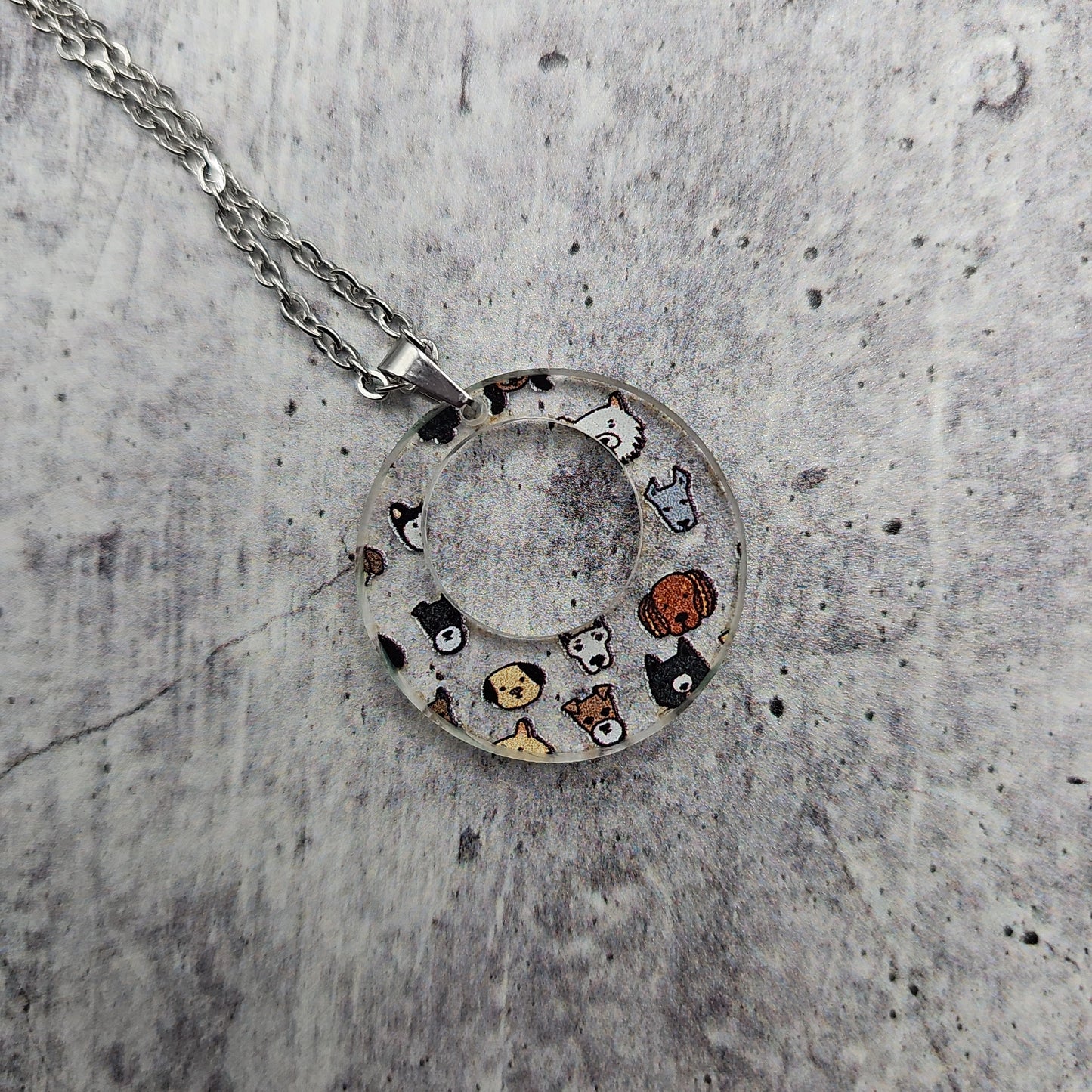 Small Offset Dog Print Necklace