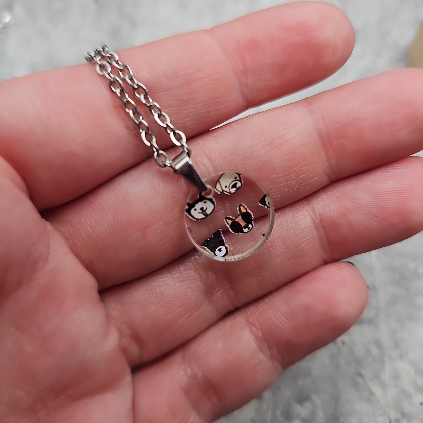 Small Circle Dog Print Necklace