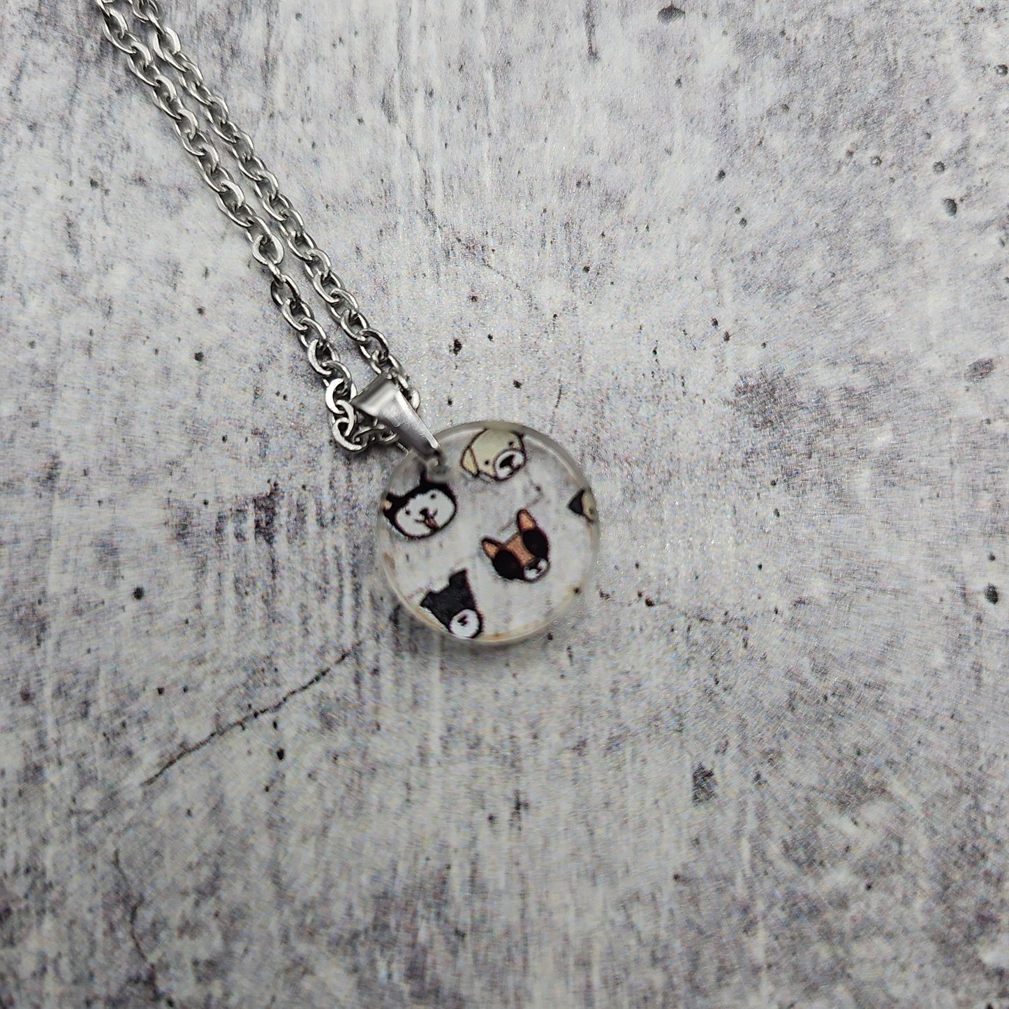 Small Circle Dog Print Necklace