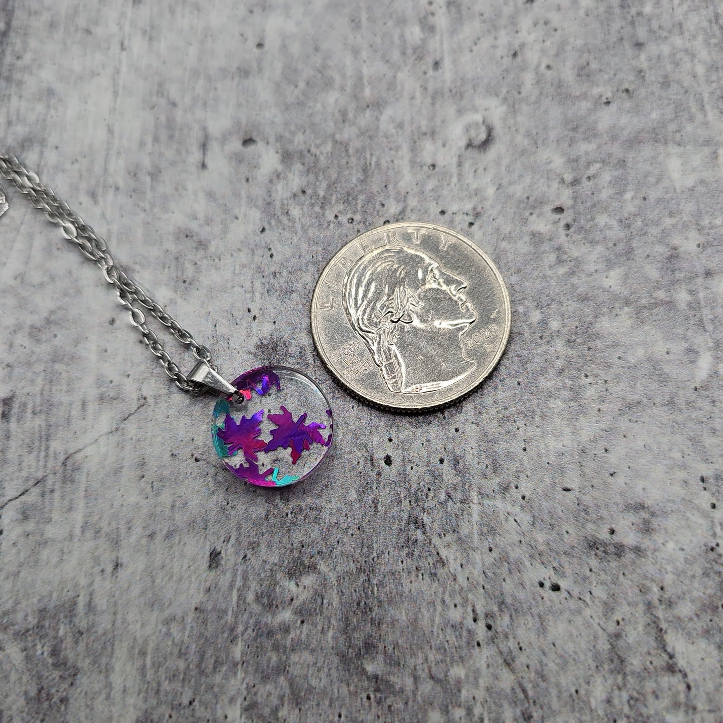 Small Circle Enchanted Falling Leaves Necklace