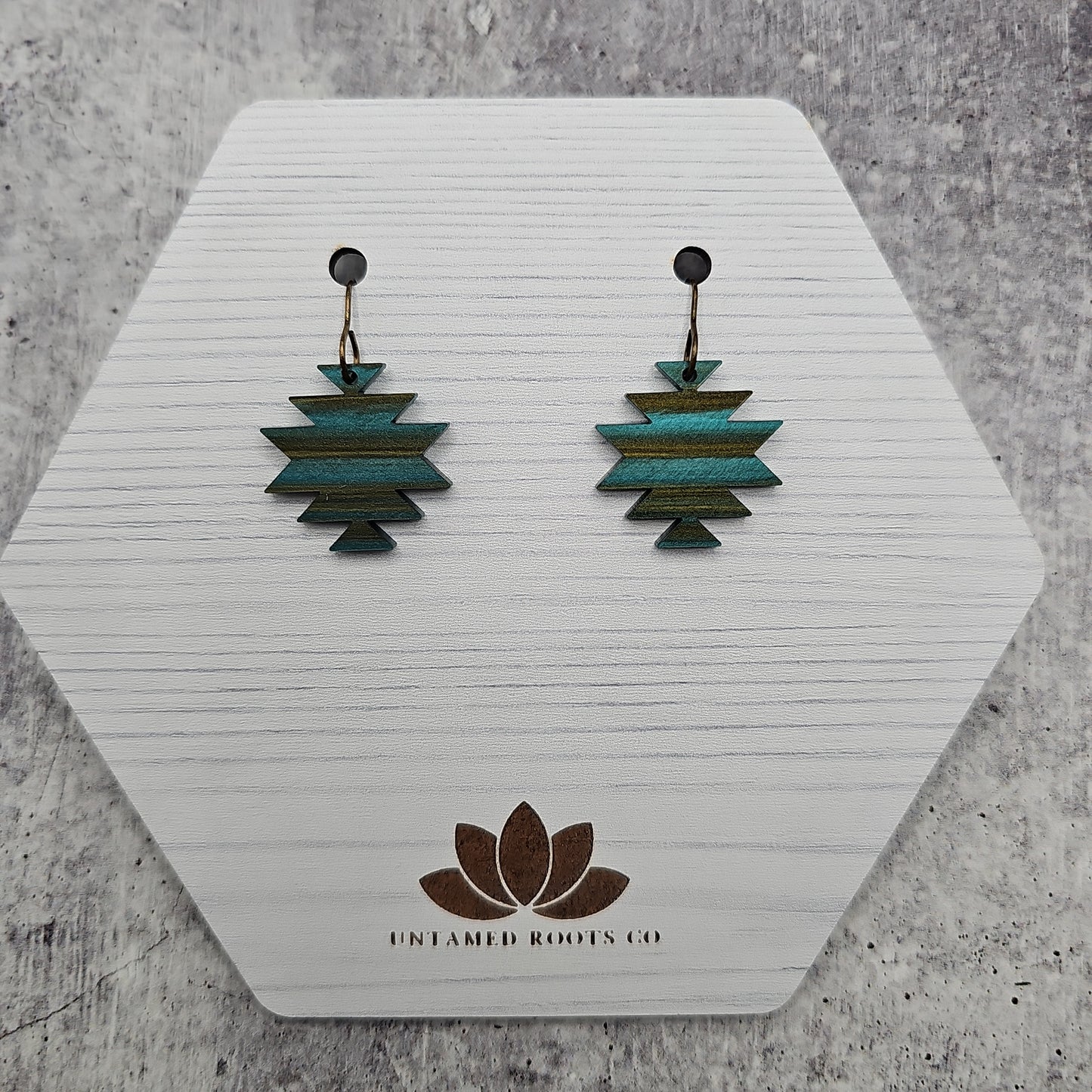Southwestern Dangle Earrings, Brushed Turquoise (2 Styles)