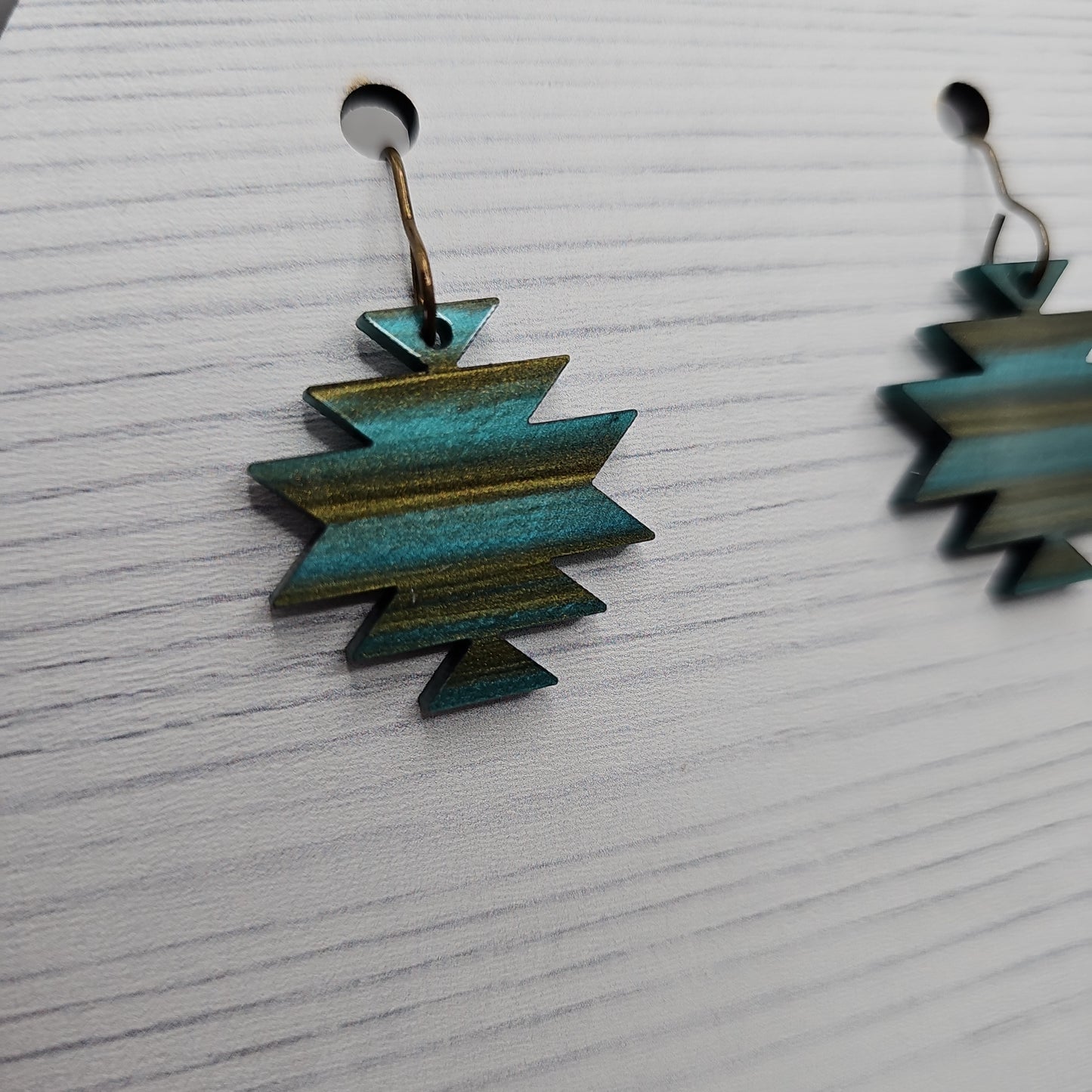 Southwestern Dangle Earrings, Brushed Turquoise (2 Styles)