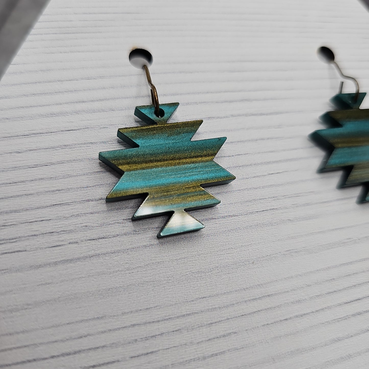 Southwestern Dangle Earrings, Brushed Turquoise (2 Styles)