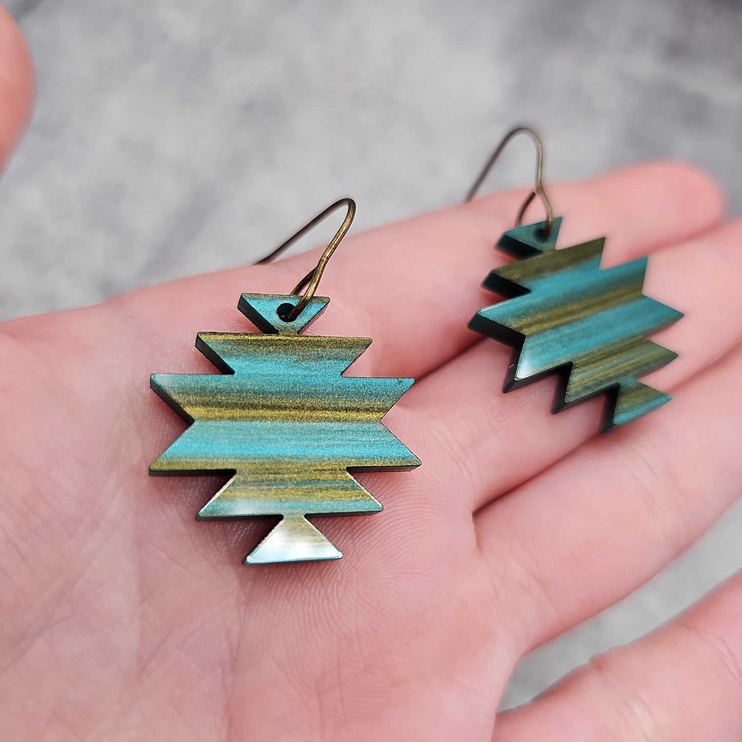 Southwestern Dangle Earrings, Brushed Turquoise (2 Styles)