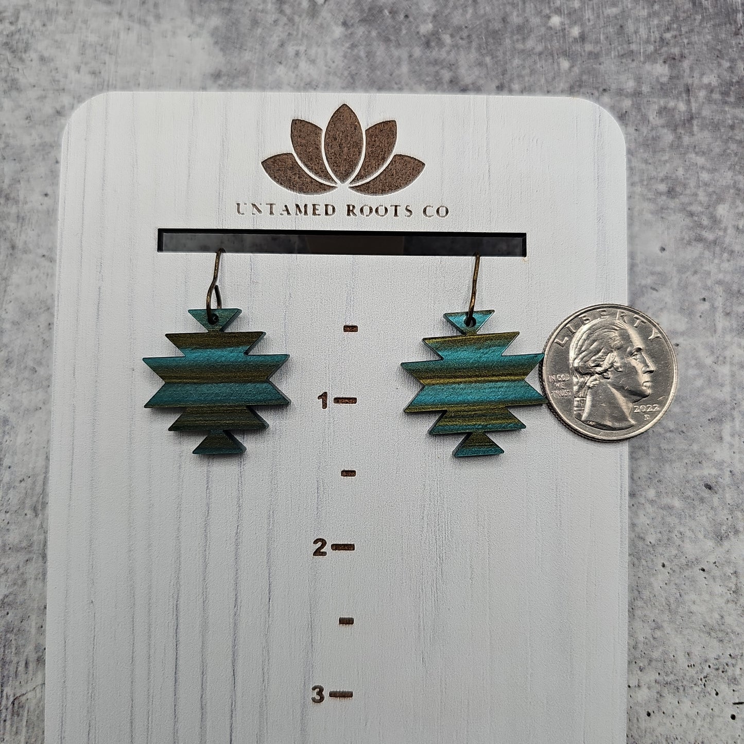 Southwestern Dangle Earrings, Brushed Turquoise (2 Styles)