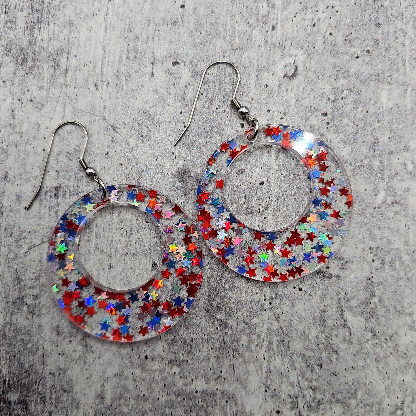 Red, White, & Blue Iridescent Star Earrings (8 styles)