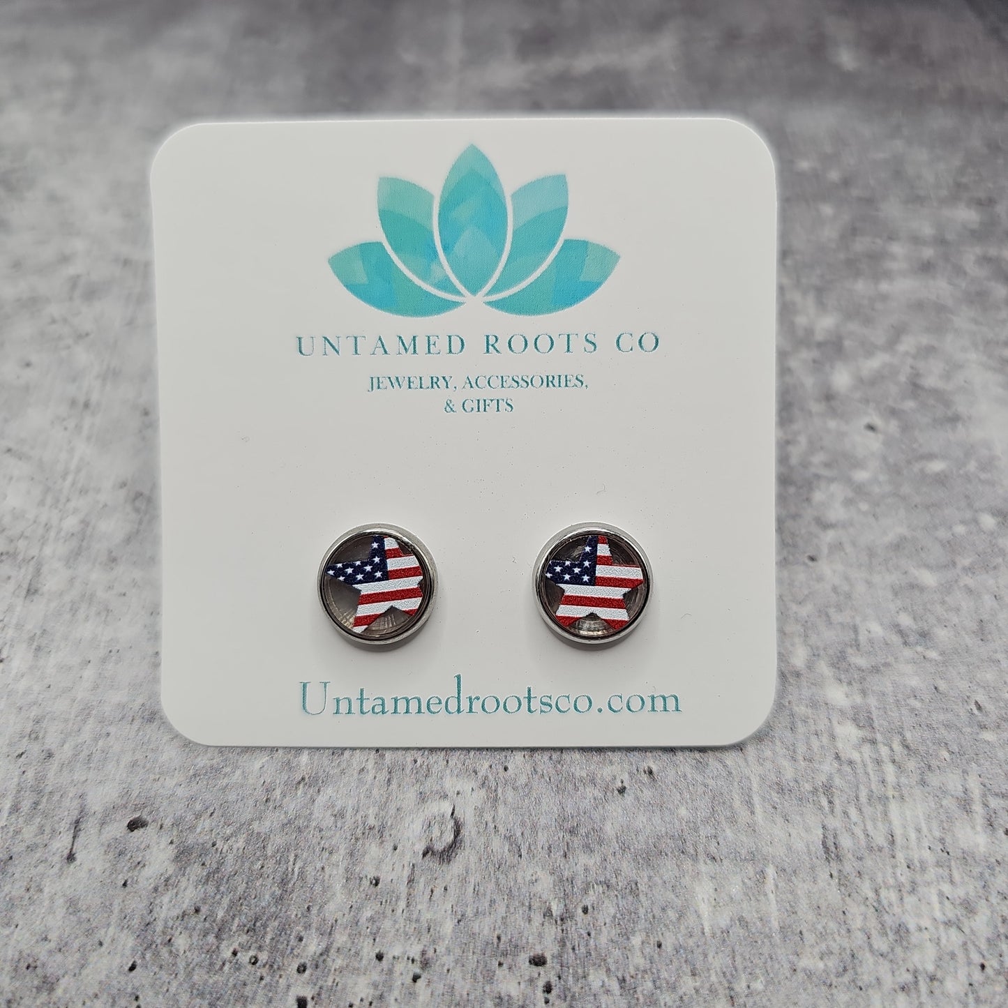 Patriotic Stars Stud Earrings