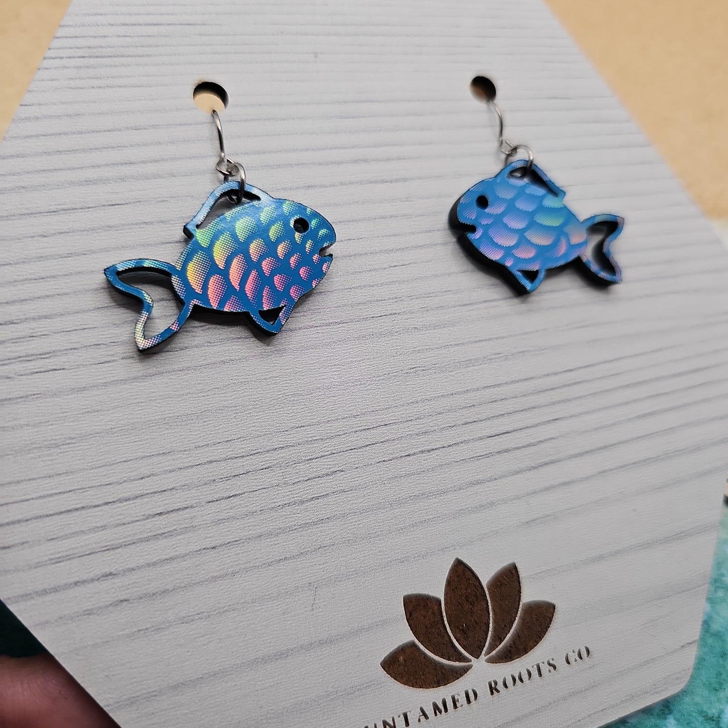 Iridescent Blue Tropical Fish Earrings