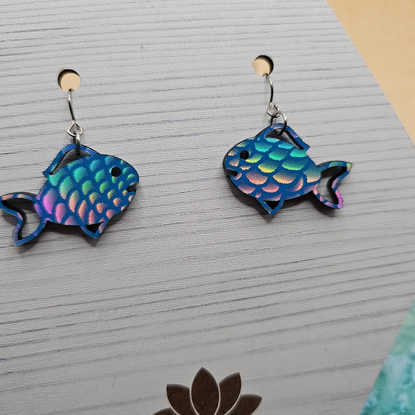 Iridescent Blue Tropical Fish Earrings