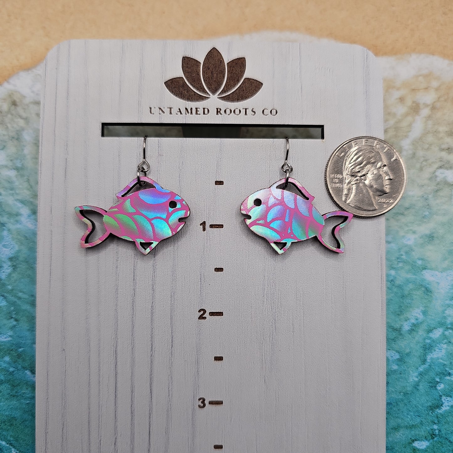 Iridescent Pink Tropical Fish Earrings