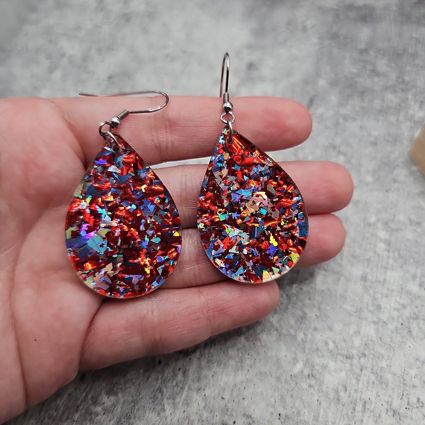 Red, White, & Blue Chunky Glitter Earrings (8 styles)