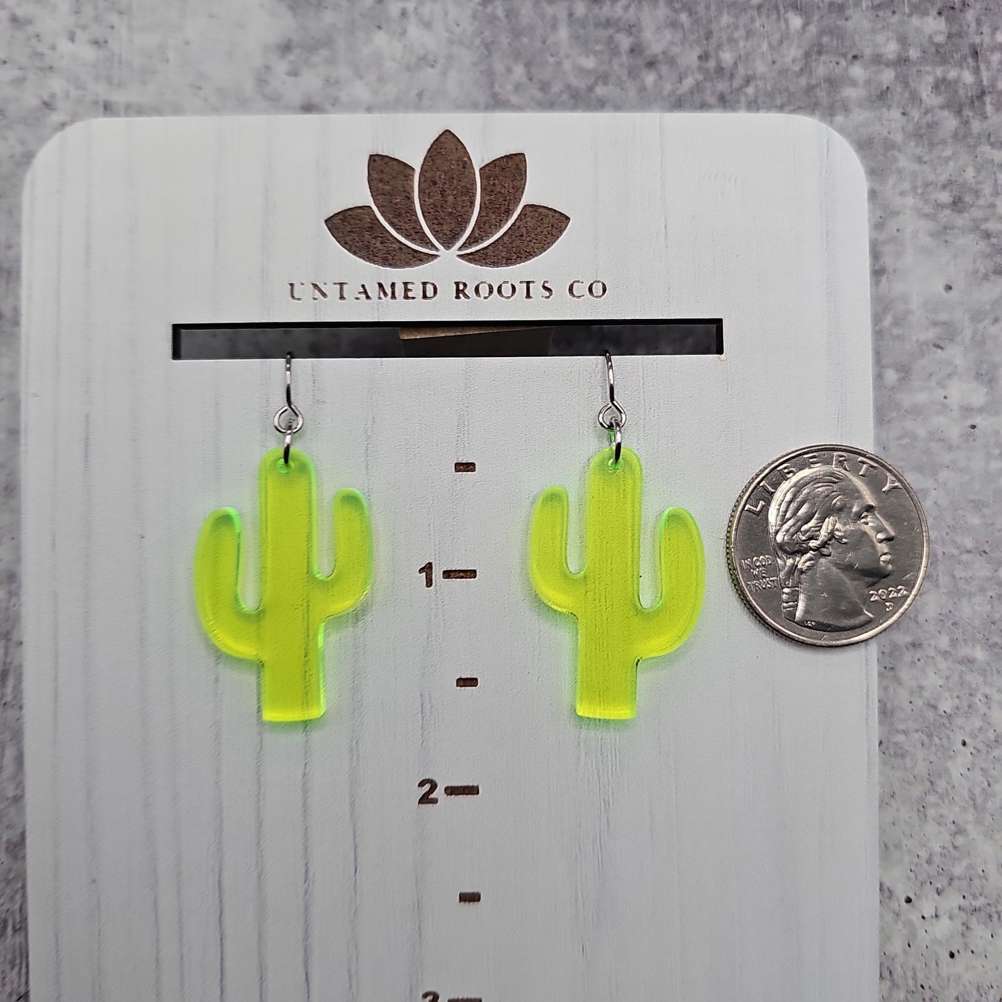 Fluorescent Green Cactus Earrings