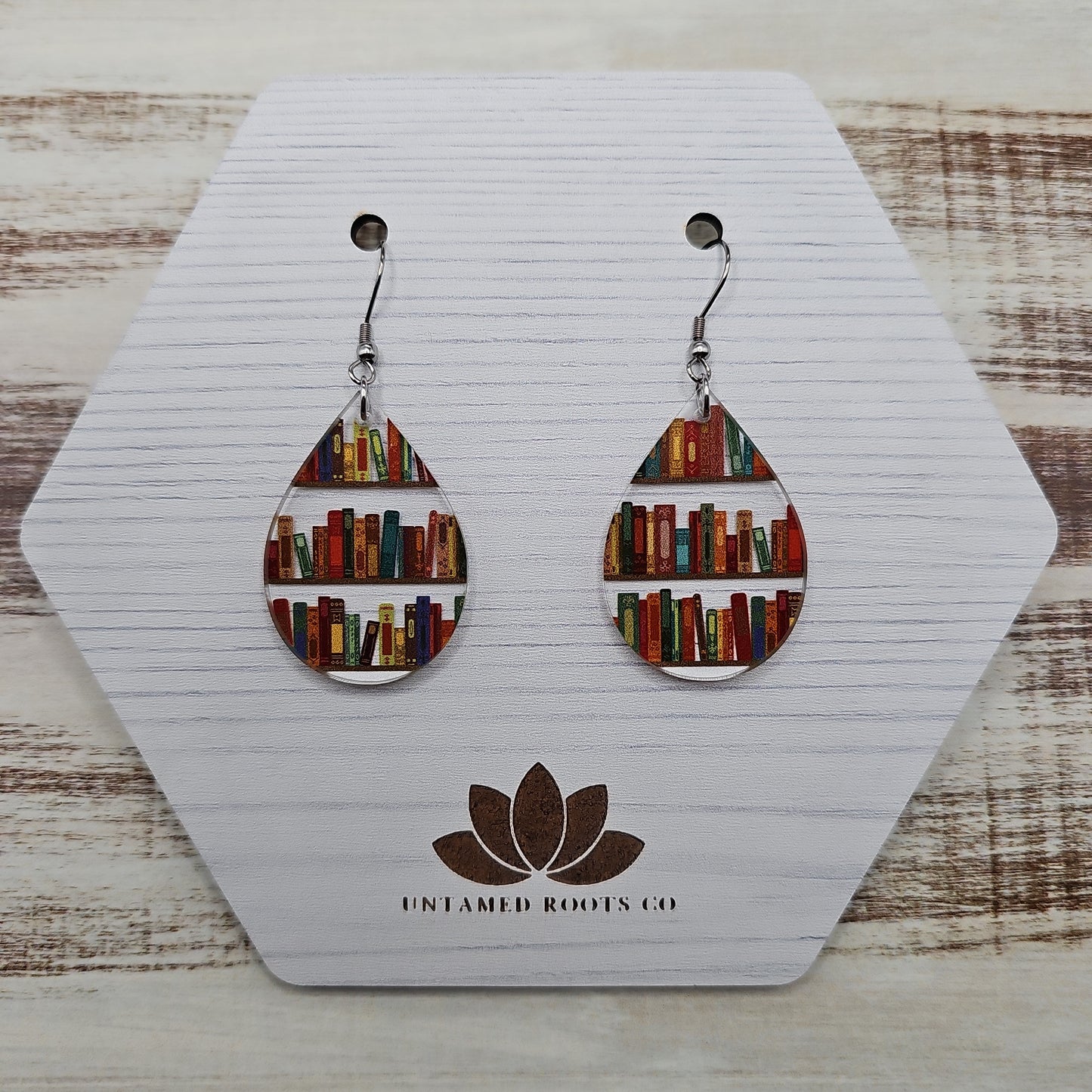 Bookshelf Print Earrings (8 styles)