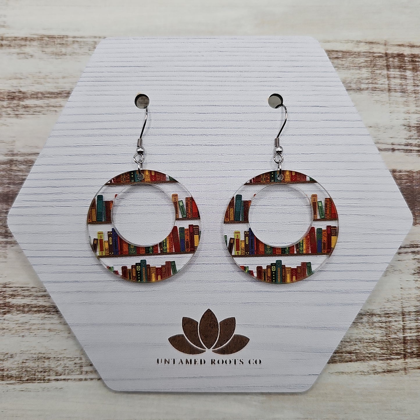 Bookshelf Print Earrings (8 styles)