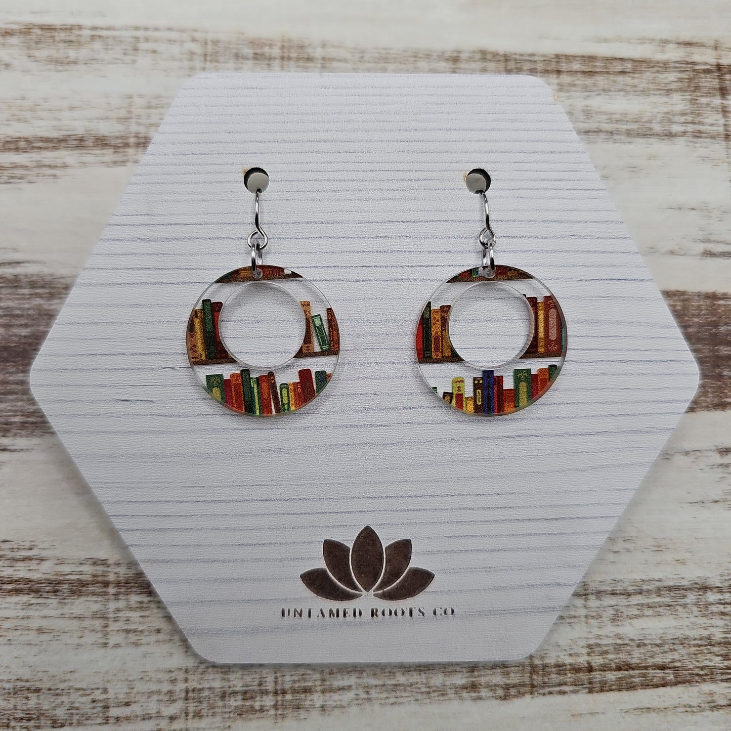 Bookshelf Print Earrings (8 styles)