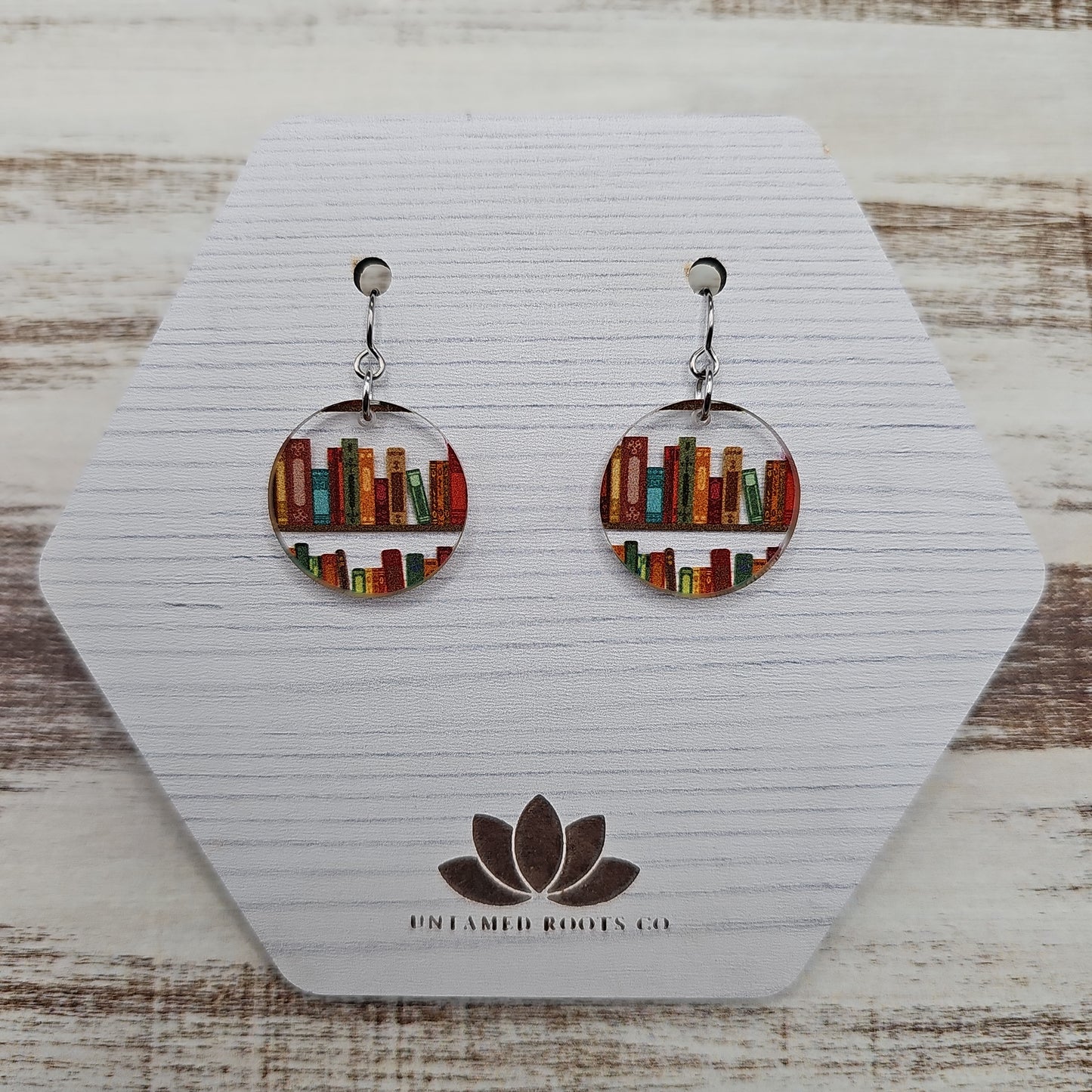 Bookshelf Print Earrings (8 styles)