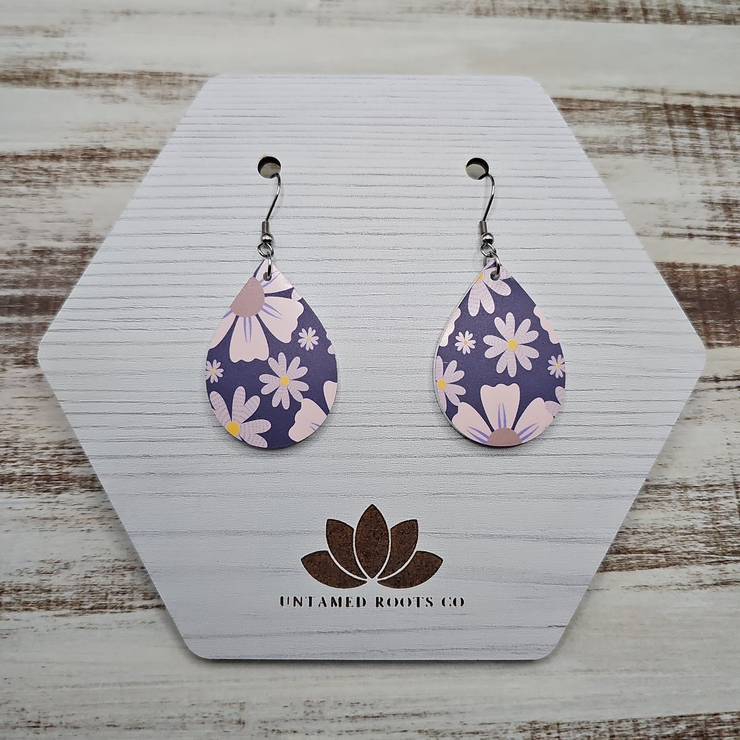 Navy Daisy Print Earrings (8 styles)