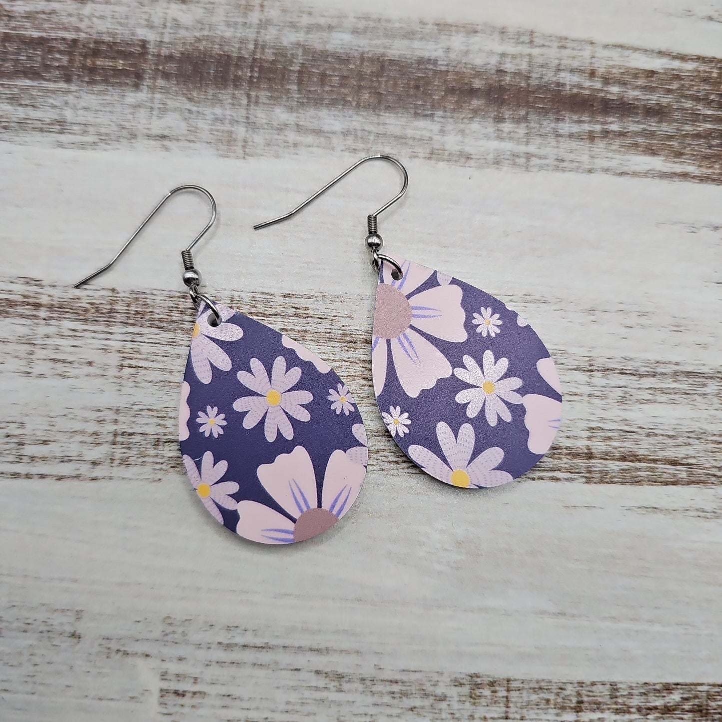 Navy Daisy Print Earrings (8 styles)