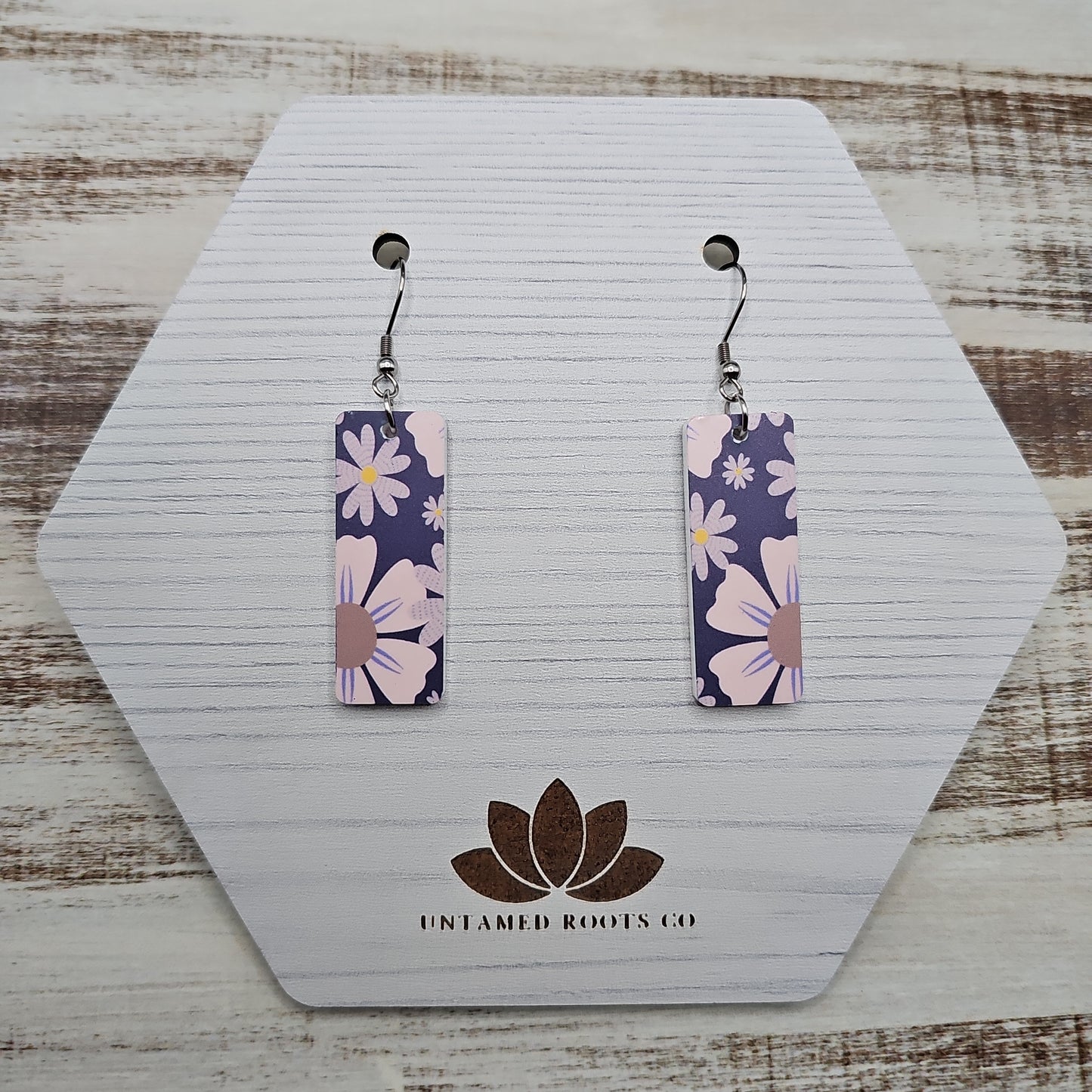 Navy Daisy Print Earrings (8 styles)