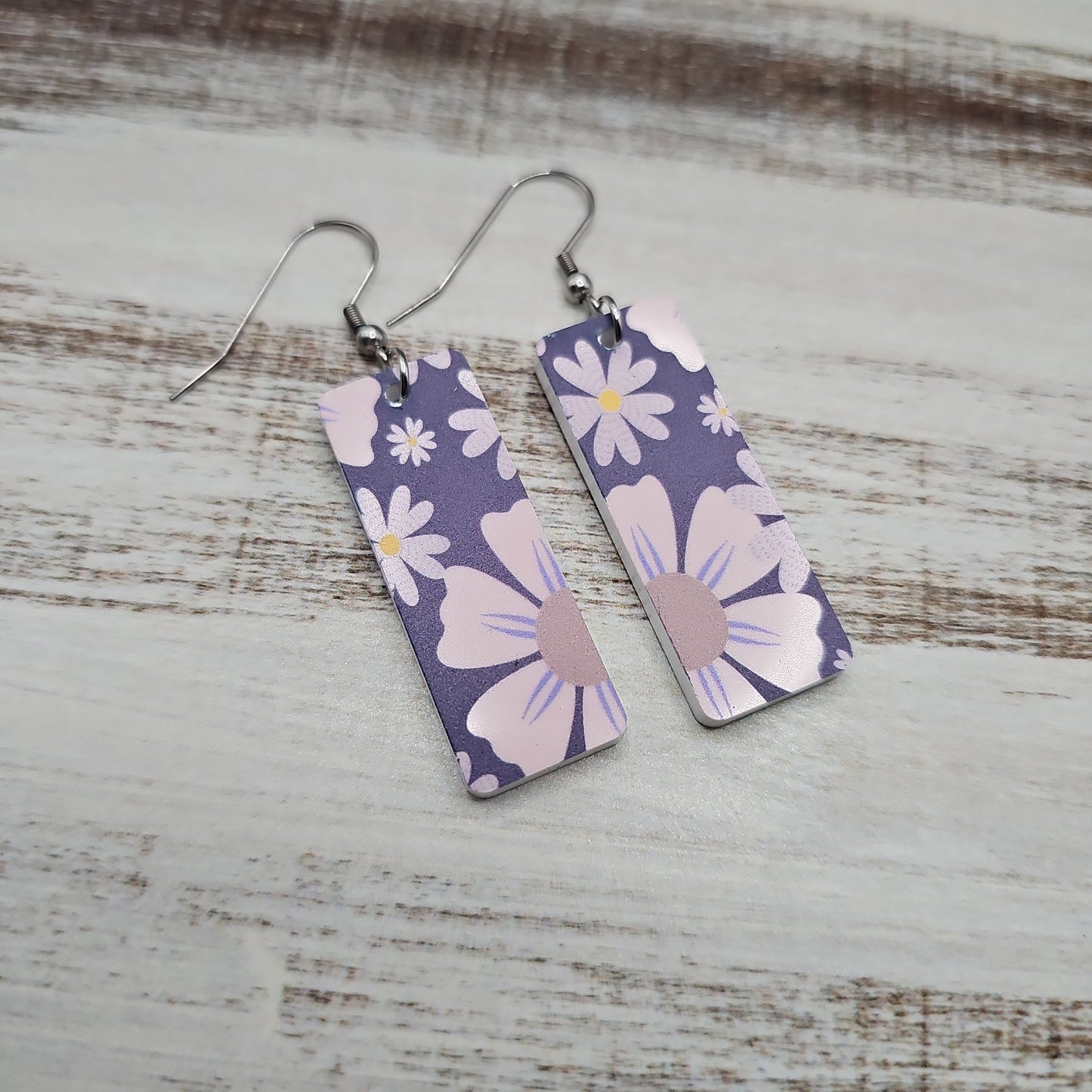 Navy Daisy Print Earrings (8 styles)