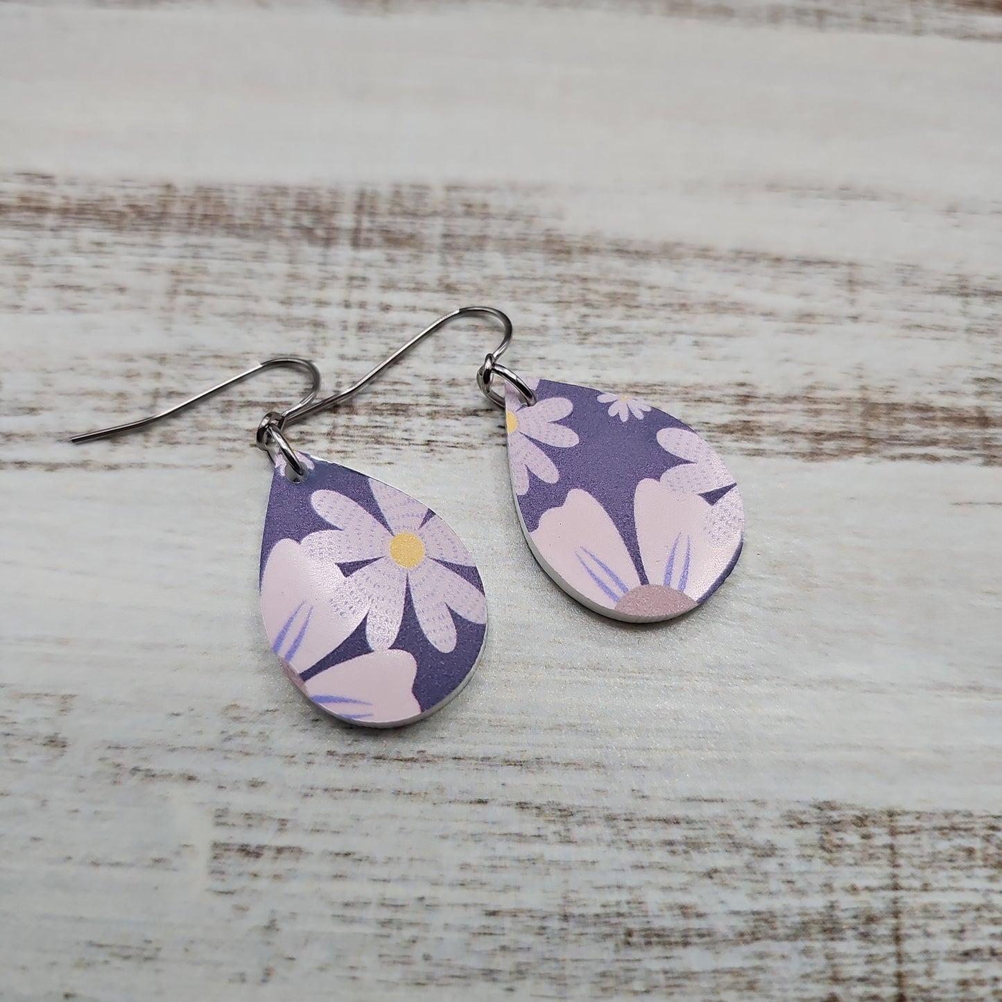 Navy Daisy Print Earrings (8 styles)