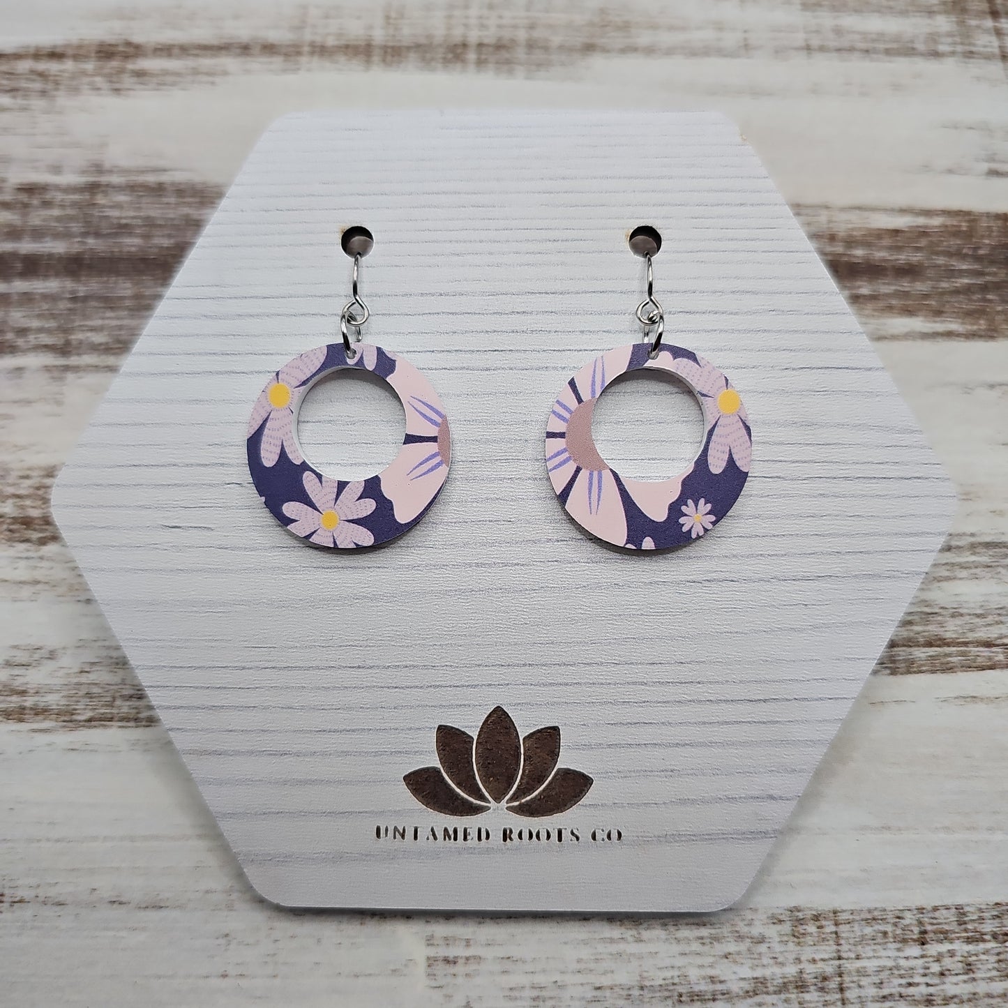 Navy Daisy Print Earrings (8 styles)