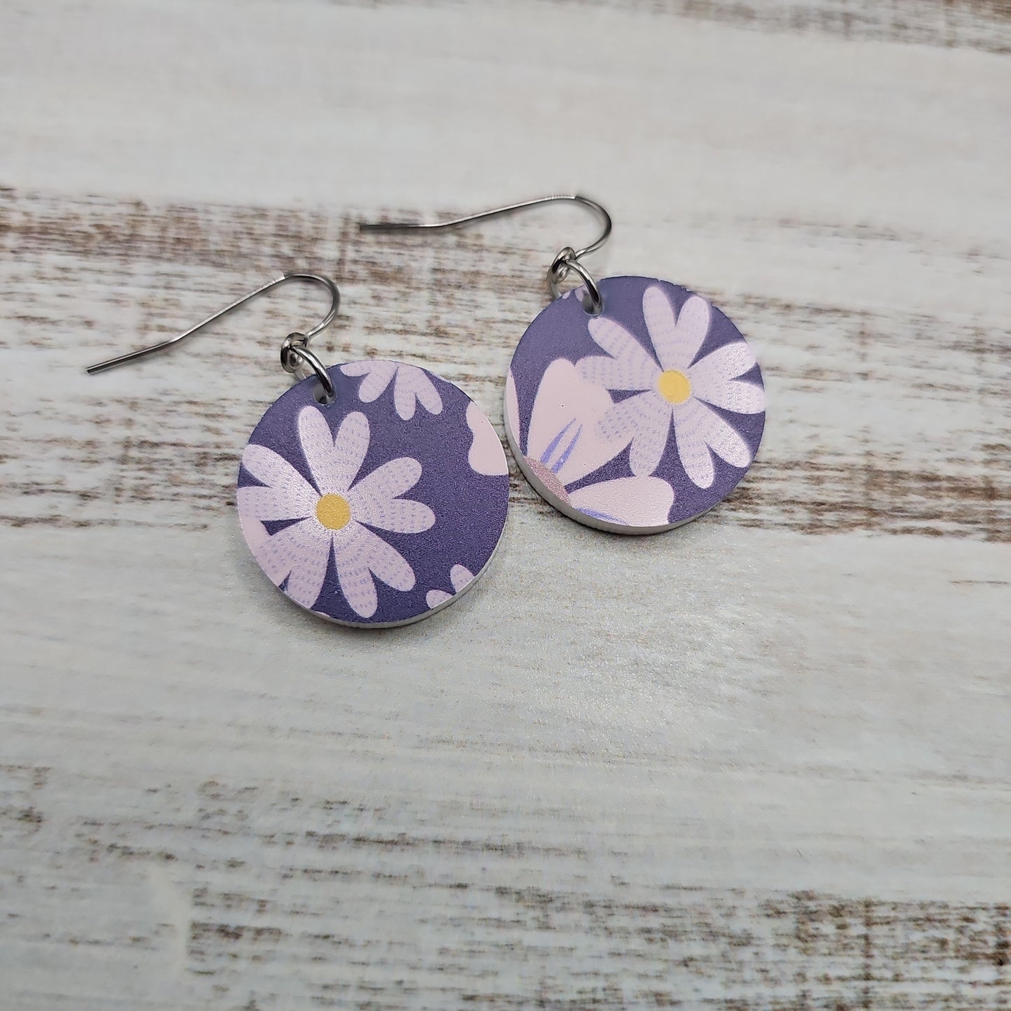 Navy Daisy Print Earrings (8 styles)