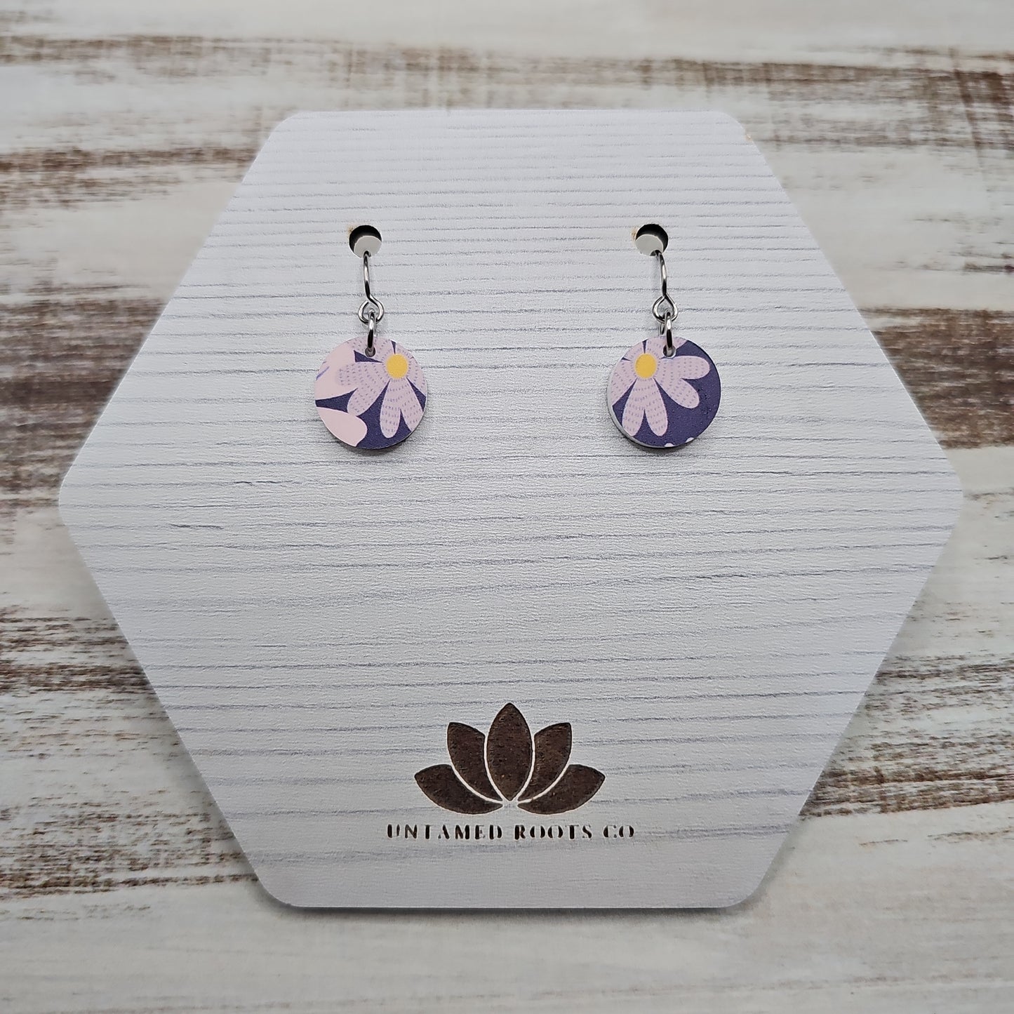 Navy Daisy Print Earrings (8 styles)