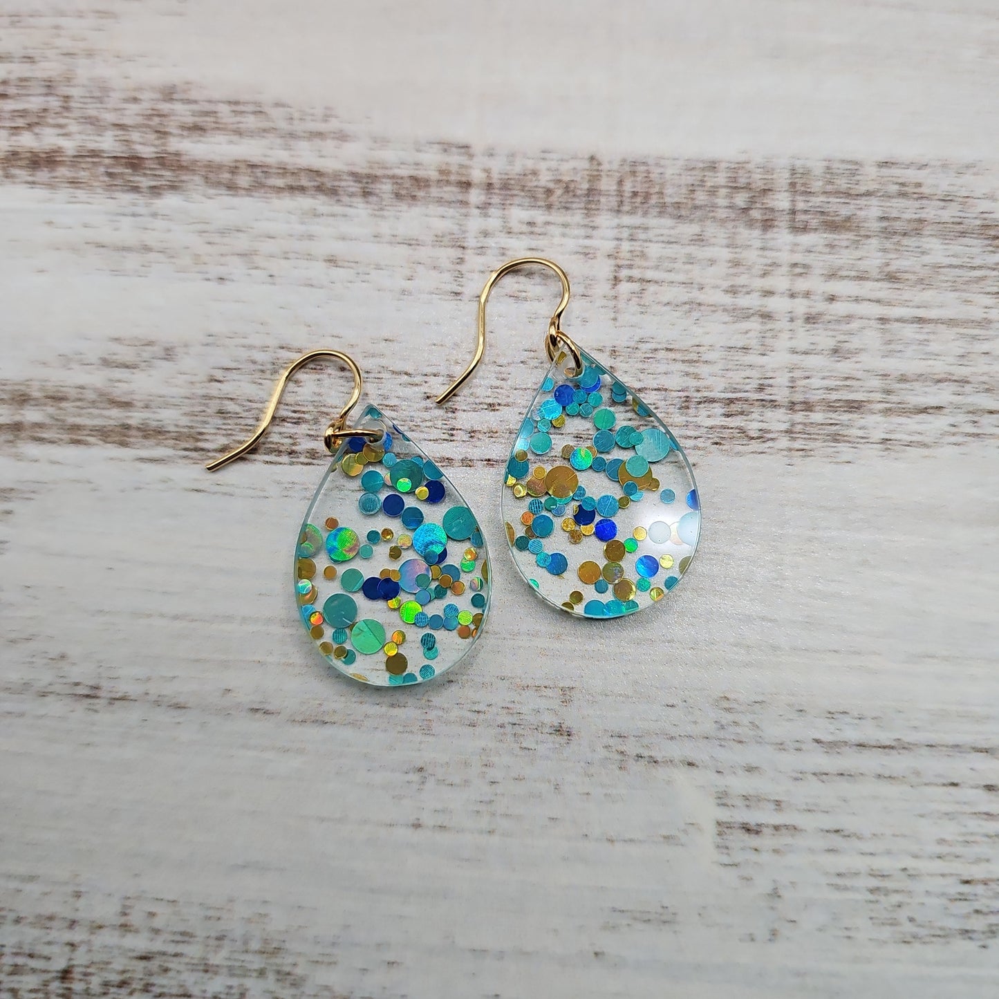 Teal and Gold Polka Dot Earrings (8 styles)