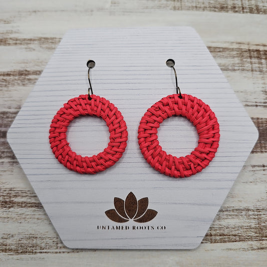 Red Rattan Earrings