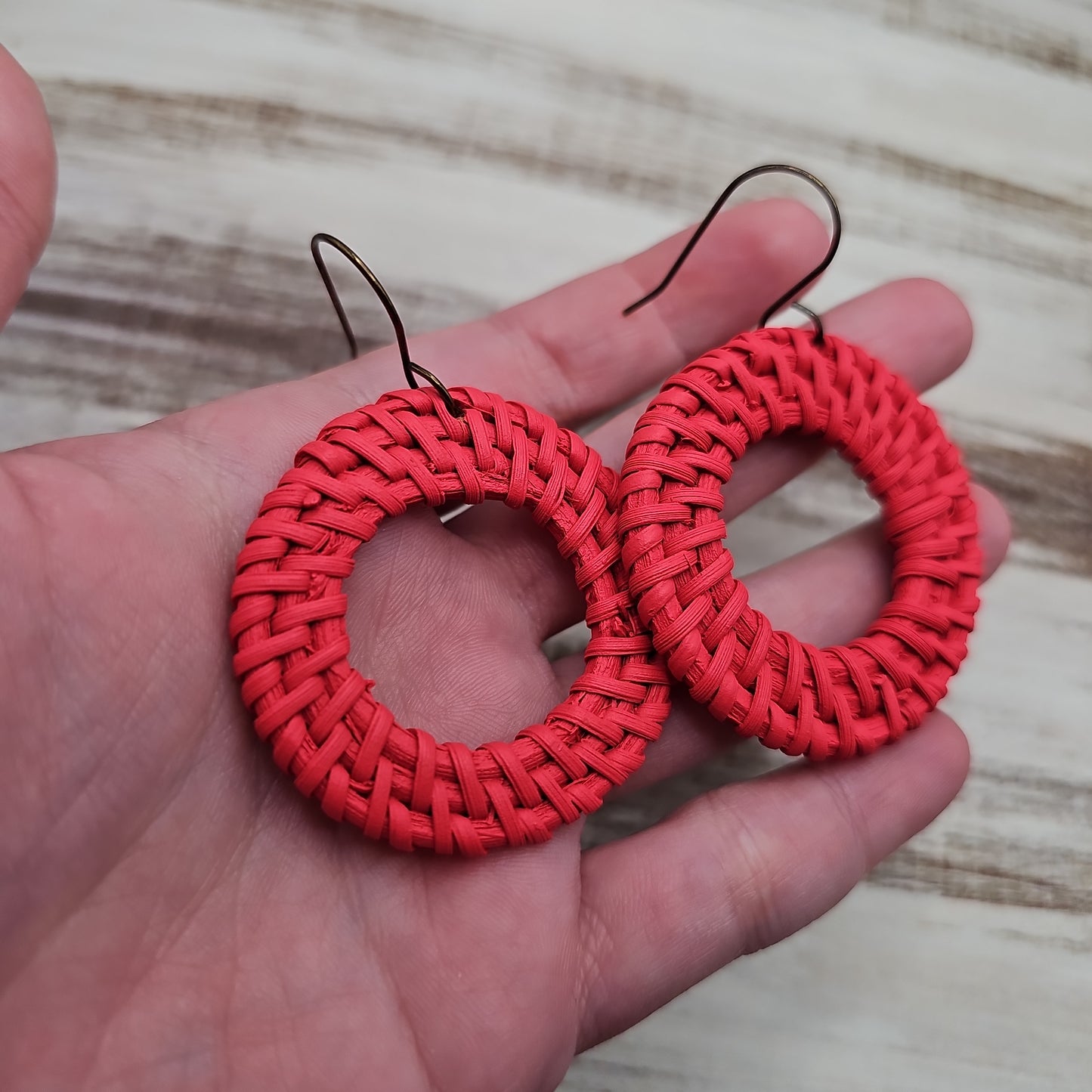 Red Rattan Earrings