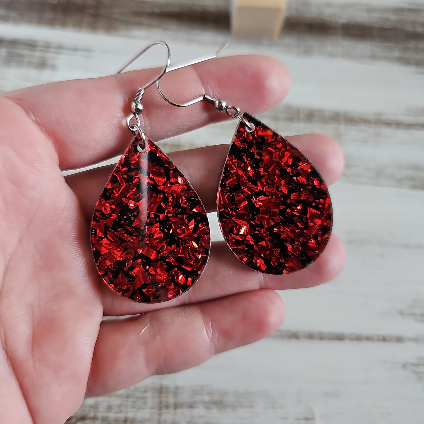 Black & Red Chunky Glitter Earrings (8 styles)