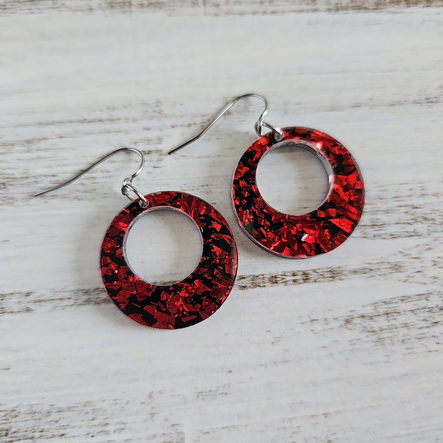 Black & Red Chunky Glitter Earrings (8 styles)