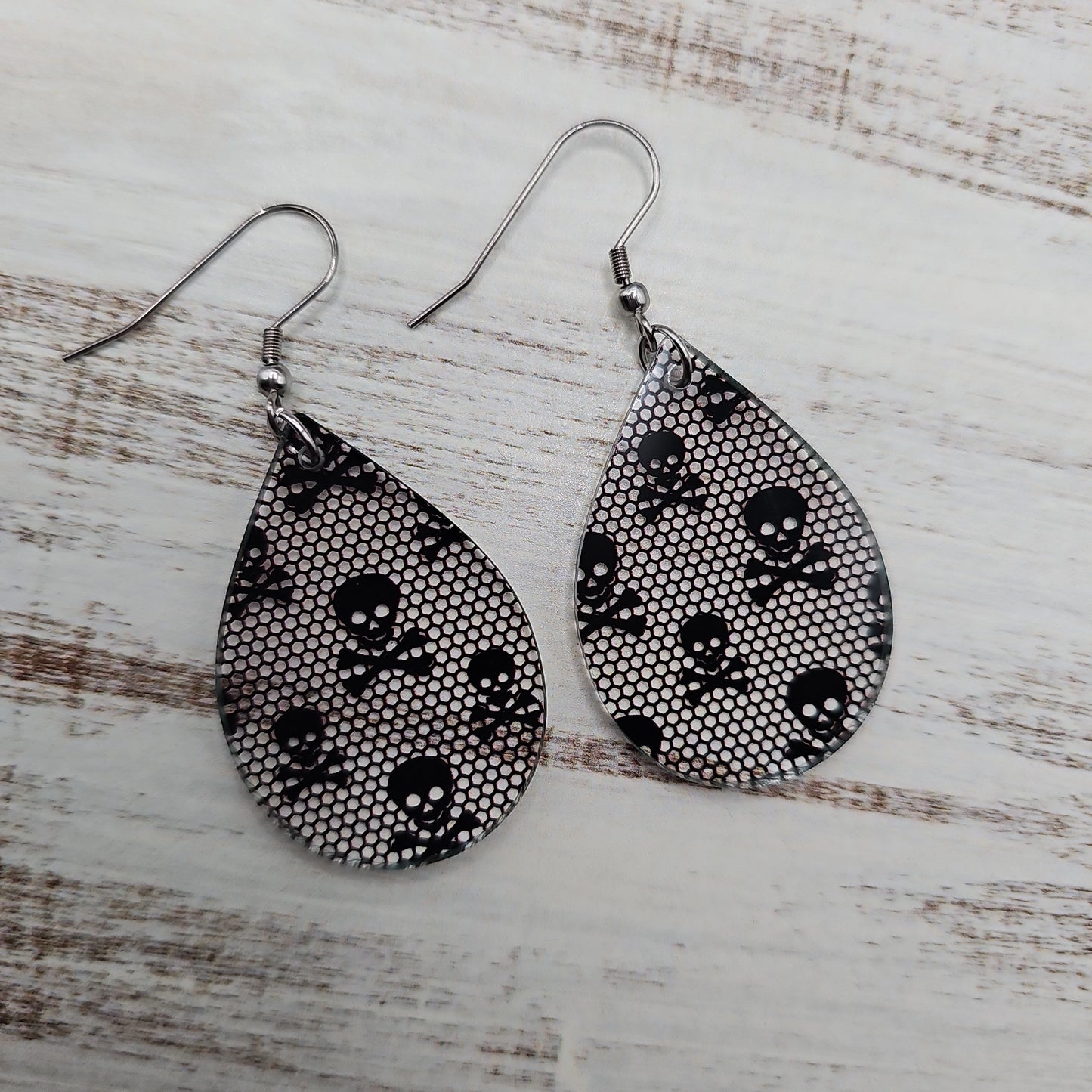 Clear Lacy Skull Print Earrings (8 styles)