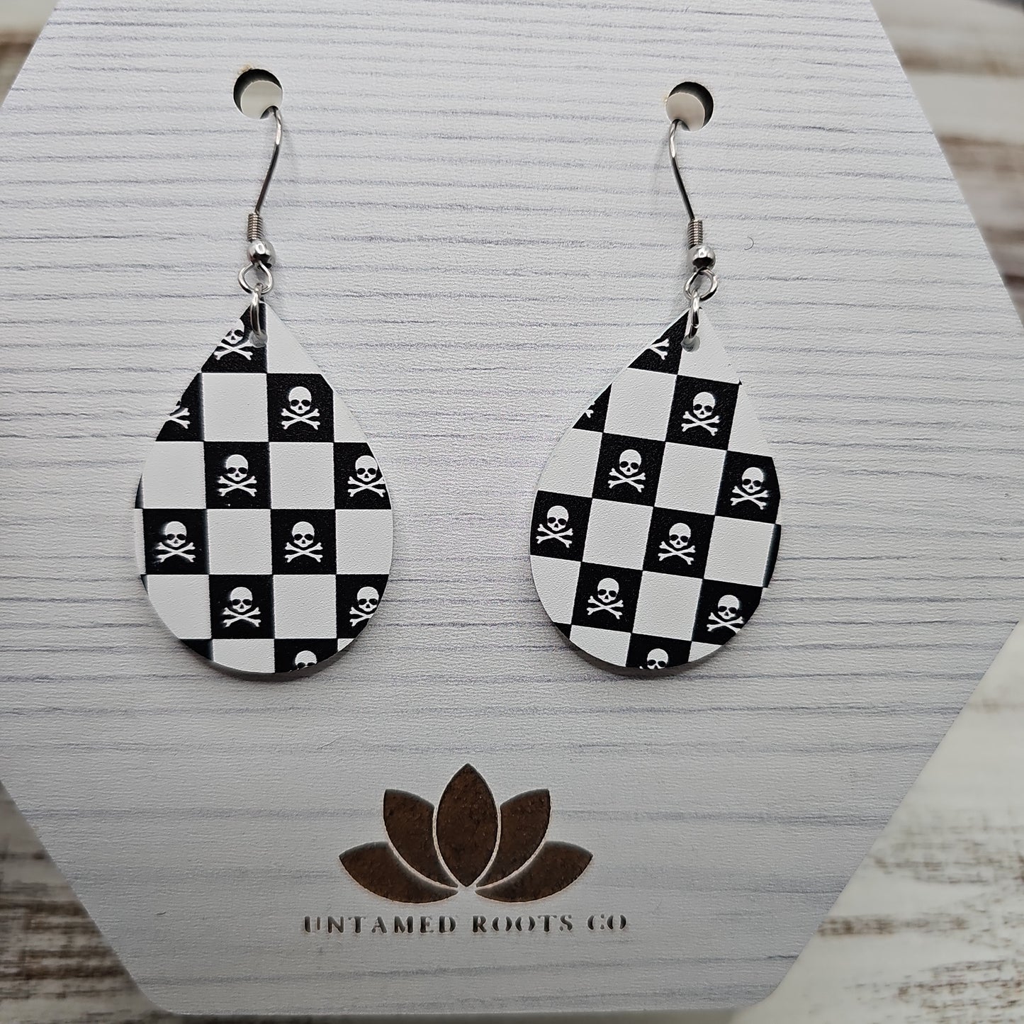Checkerboard Skull Print Earrings (8 styles)