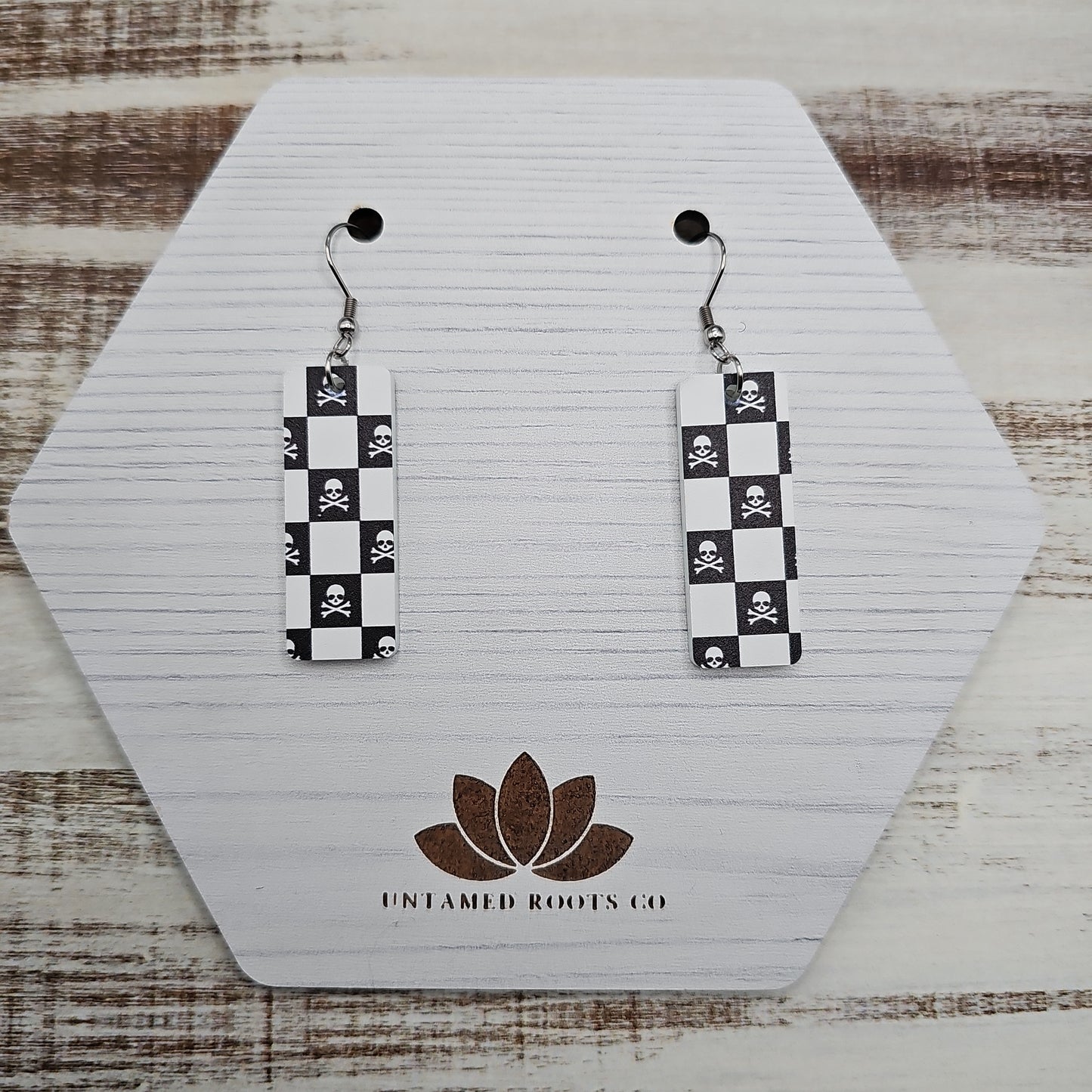 Checkerboard Skull Print Earrings (8 styles)