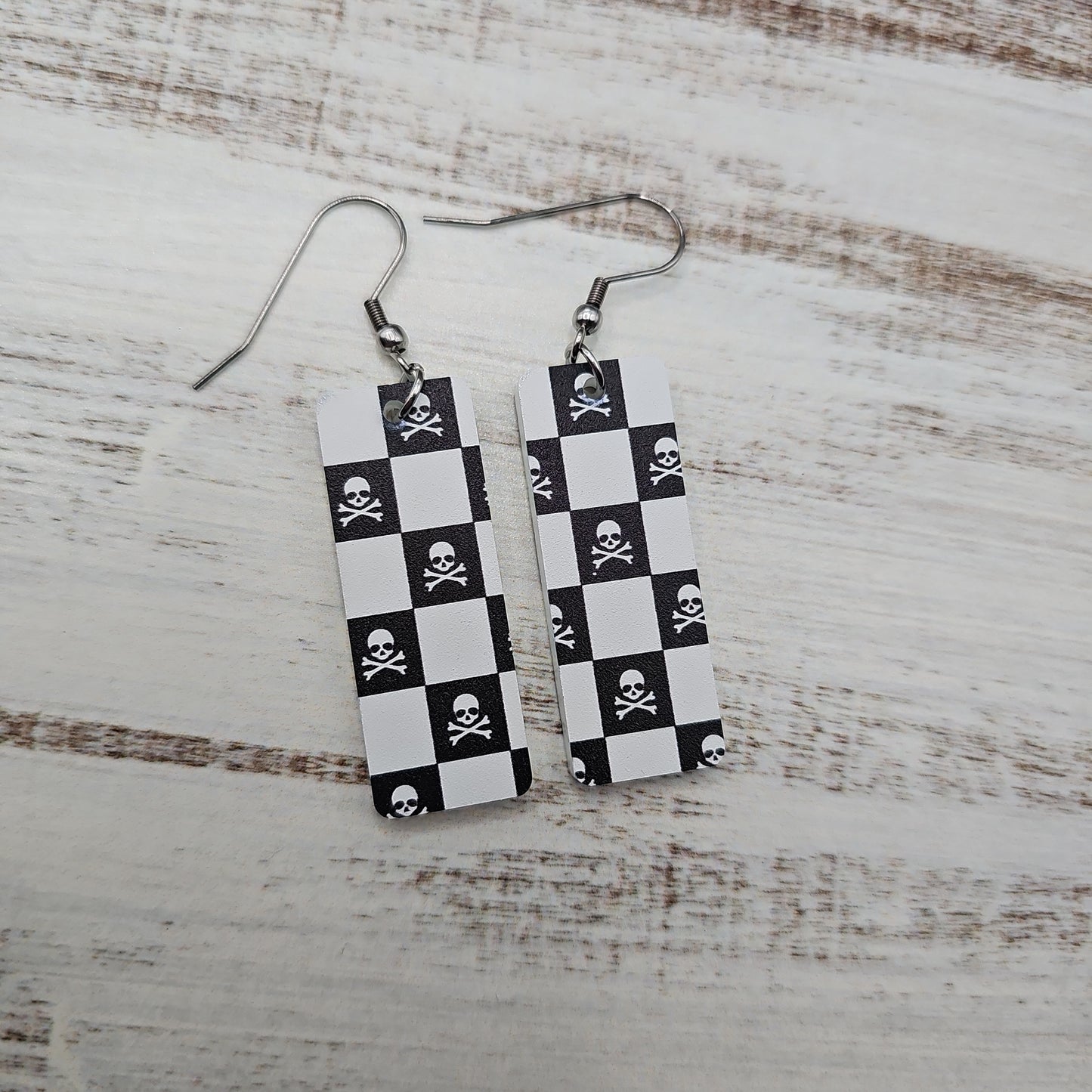 Checkerboard Skull Print Earrings (8 styles)