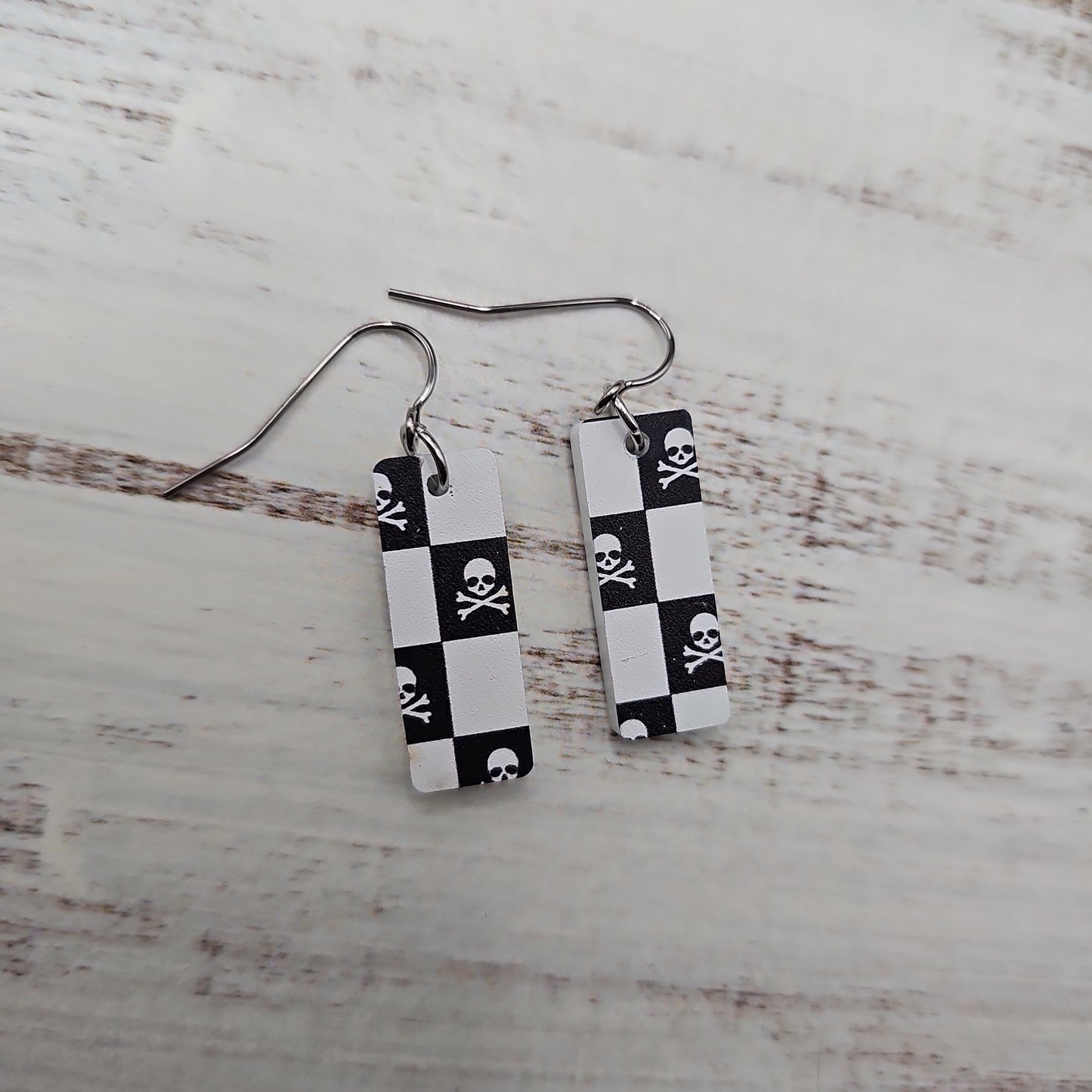 Checkerboard Skull Print Earrings (8 styles)