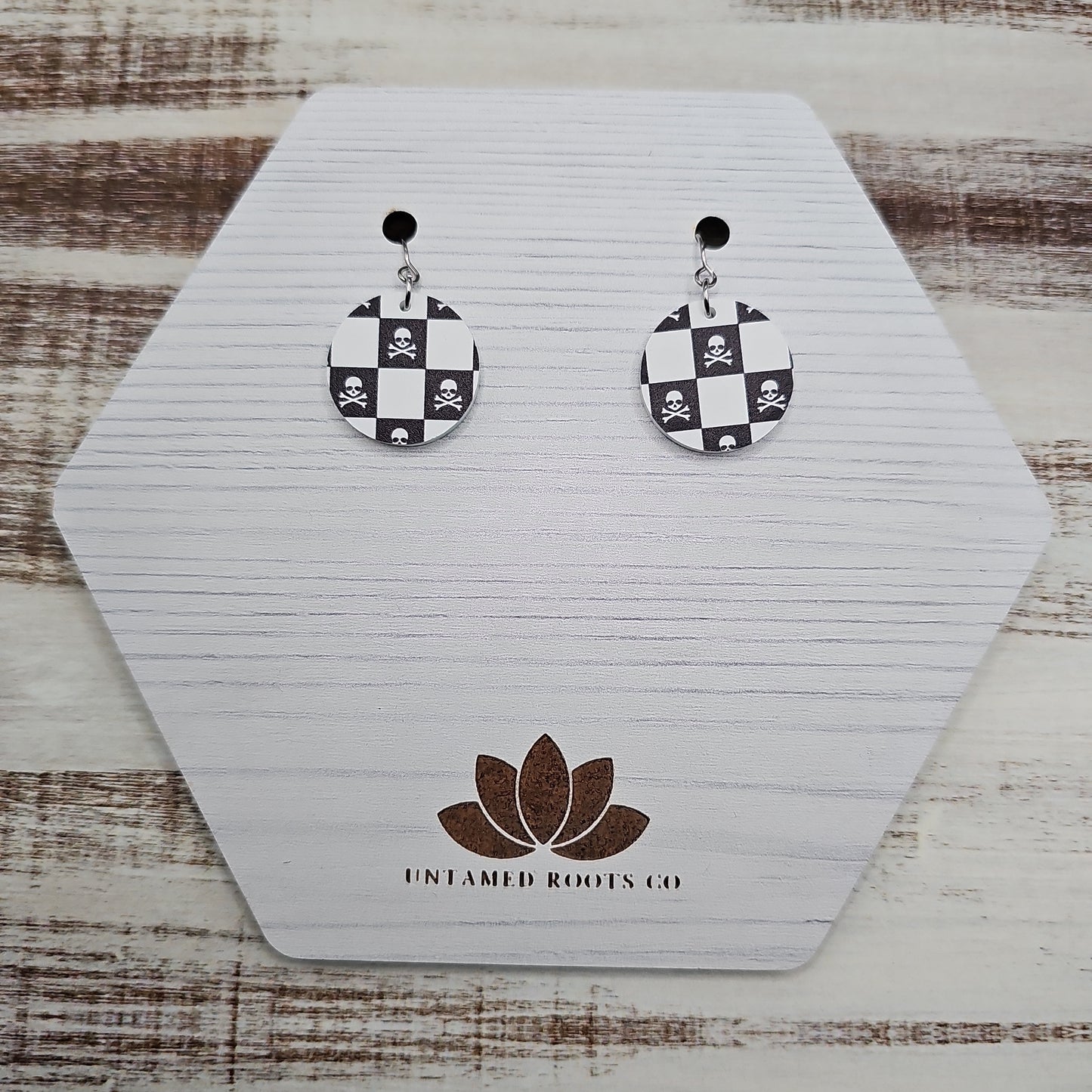 Checkerboard Skull Print Earrings (8 styles)