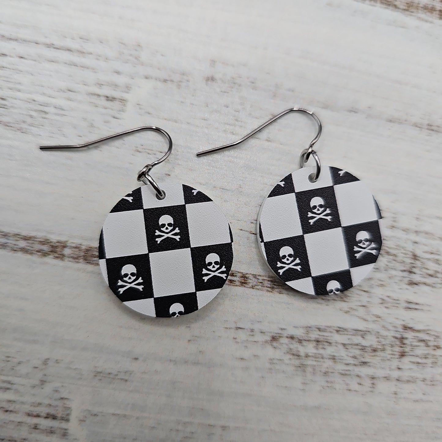 Checkerboard Skull Print Earrings (8 styles)