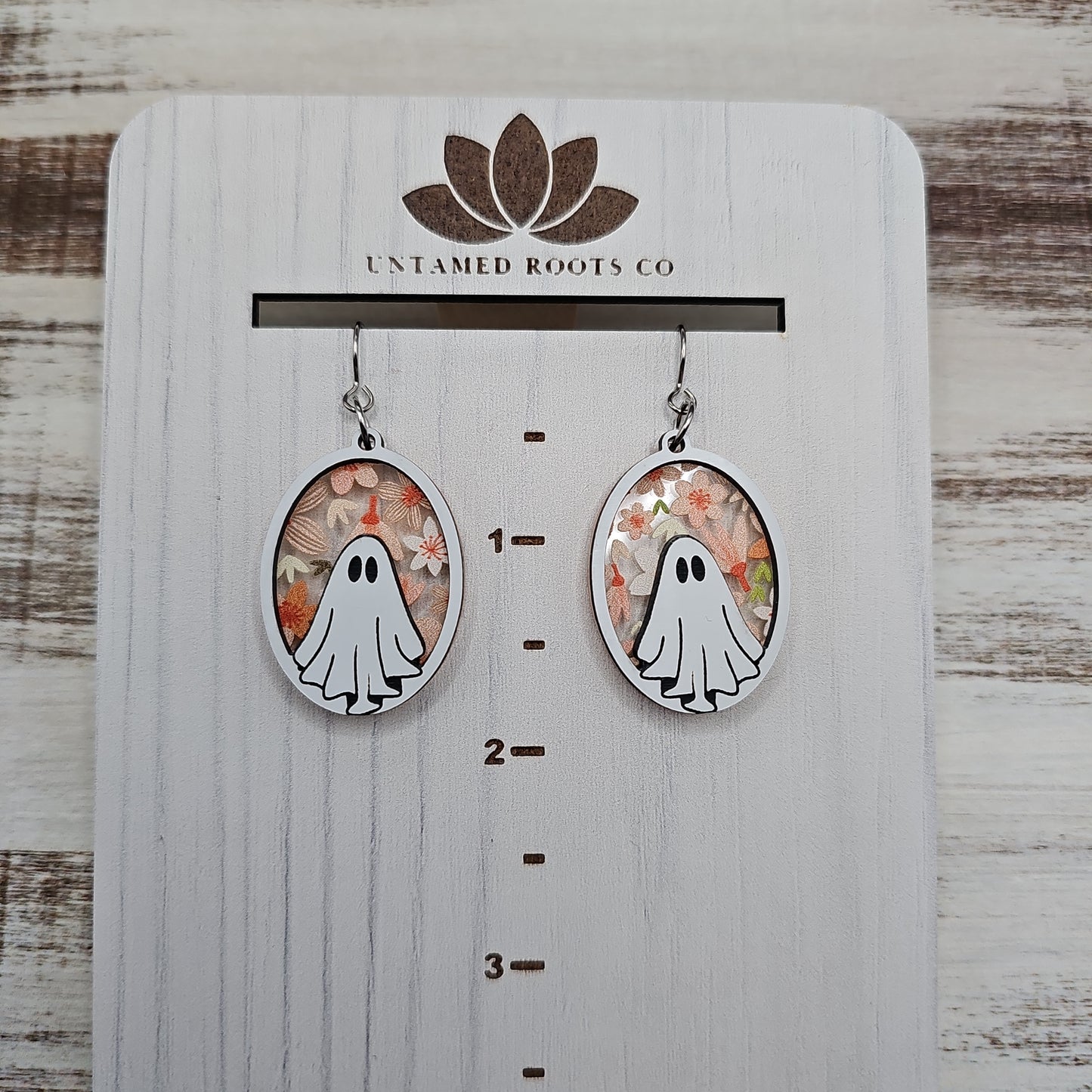 Orange Floral Ghost Earrings